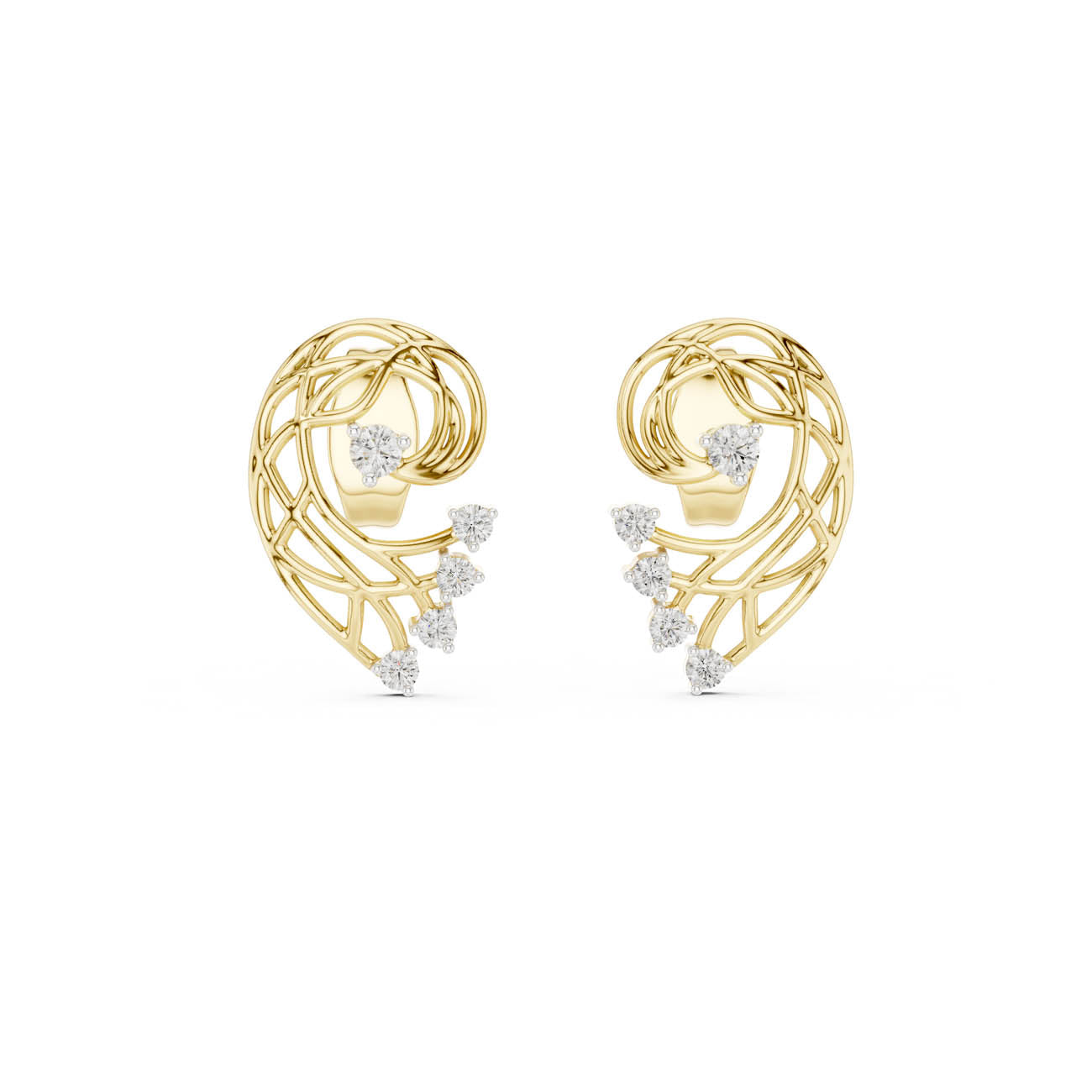 .12 Ct. Abstract Diamond Swirl Earrings with Openwork Design (12#10026@E)