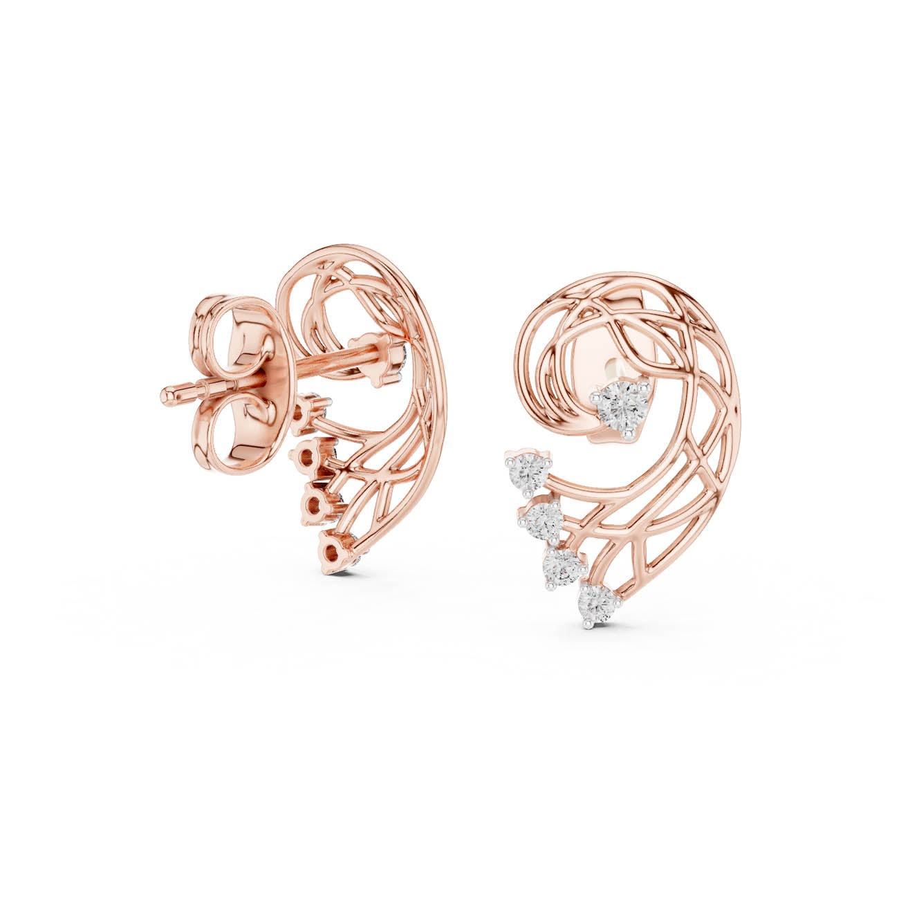 .12 Ct. Abstract Diamond Swirl Earrings with Openwork Design (12#10026@E) 12