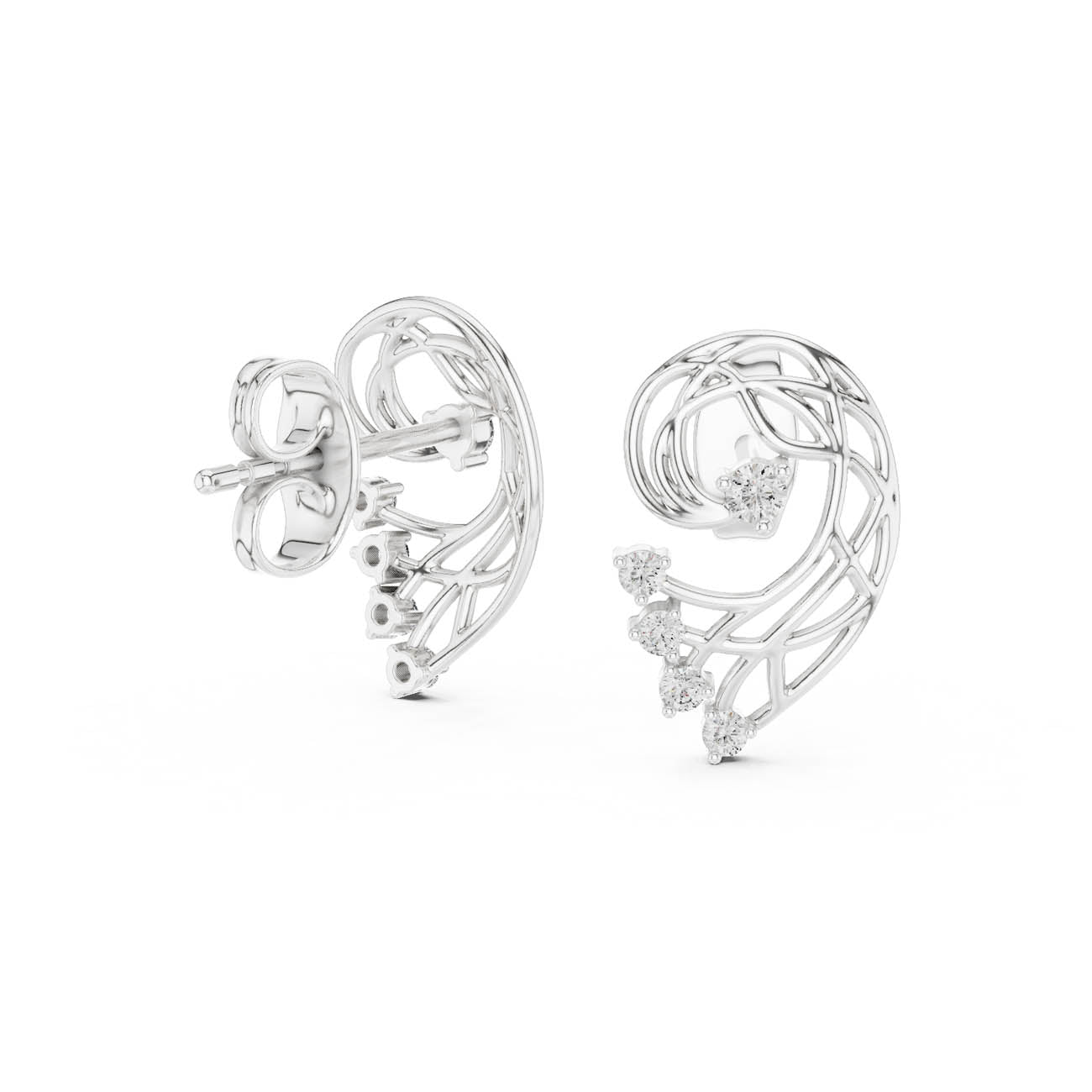 .12 Ct. Abstract Diamond Swirl Earrings with Openwork Design (12#10026@E) 11