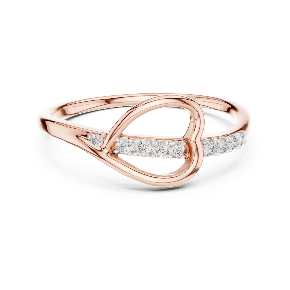 .08 Ct. Twisted Heart Infinity Loop Ring with Pavé Diamond Accents (12#10026@L)