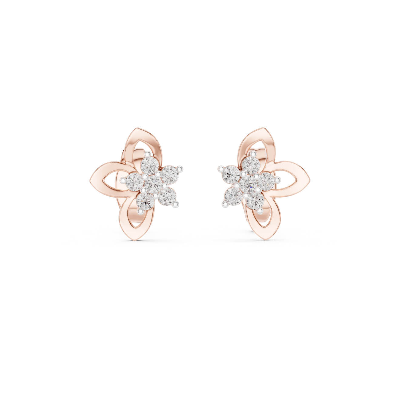.18 Ct. Floral Diamond Cluster Earrings (12#10027@E) 5