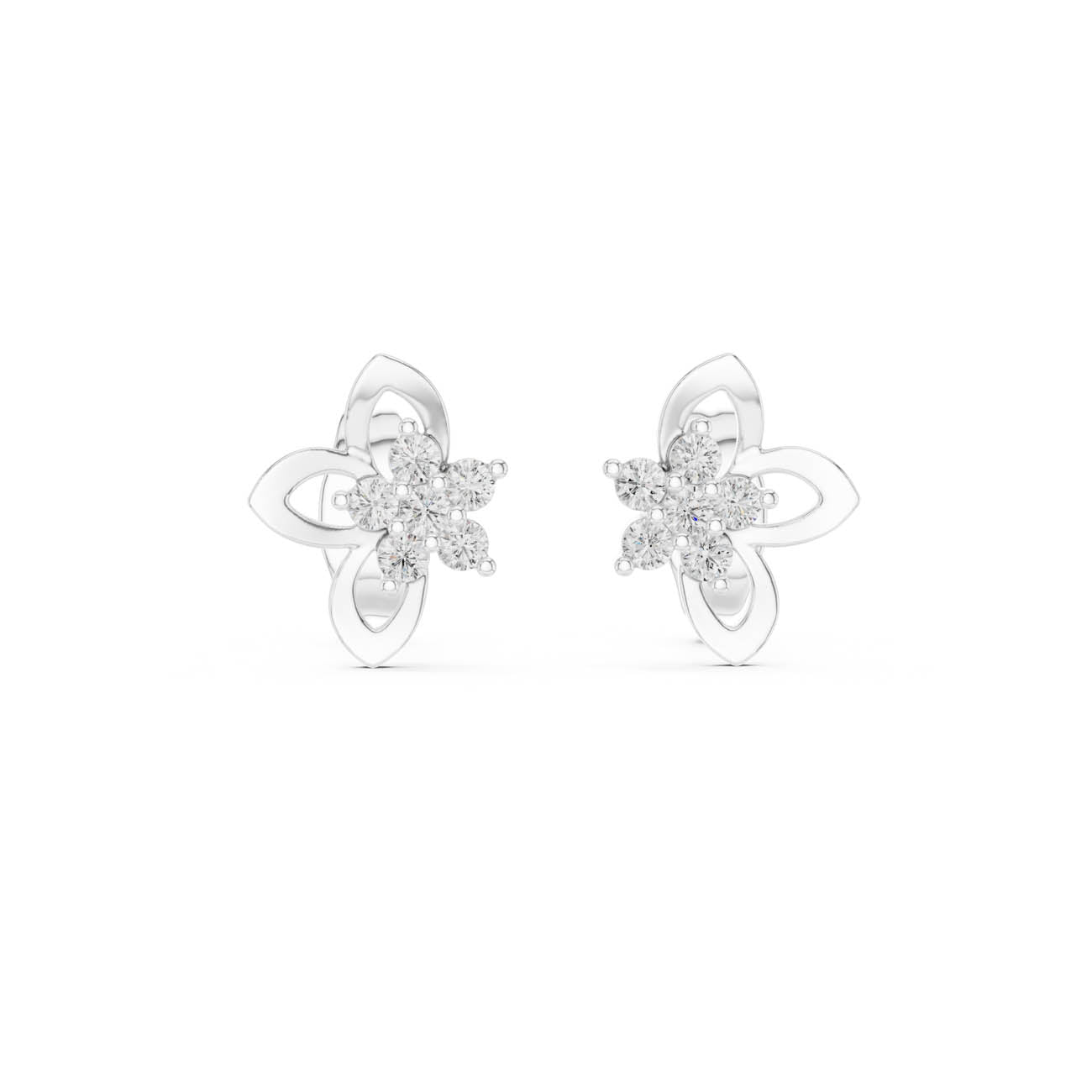 .18 Ct. Floral Diamond Cluster Earrings (12#10027@E) 7