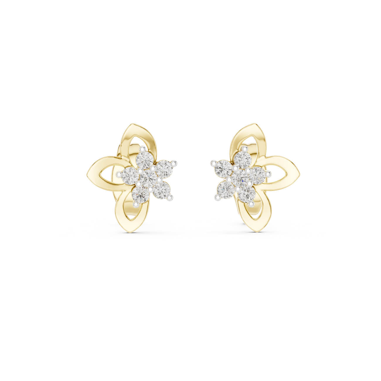 .18 Ct. Floral Diamond Cluster Earrings (12#10027@E)
