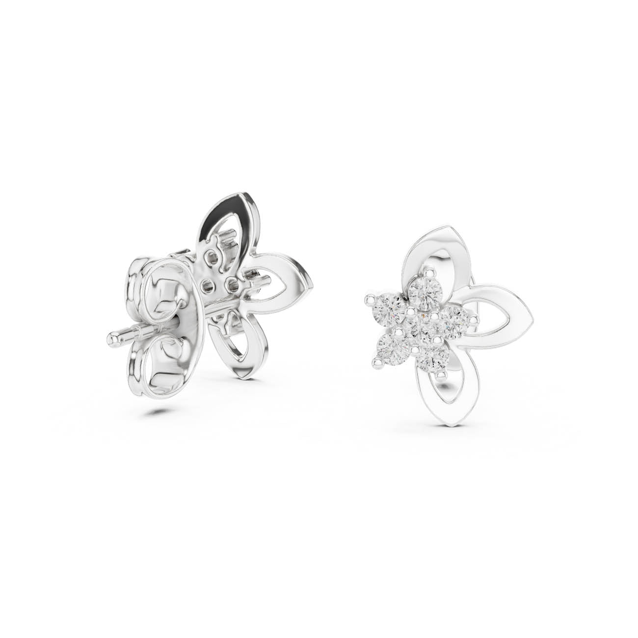 .18 Ct. Floral Diamond Cluster Earrings (12#10027@E) 10