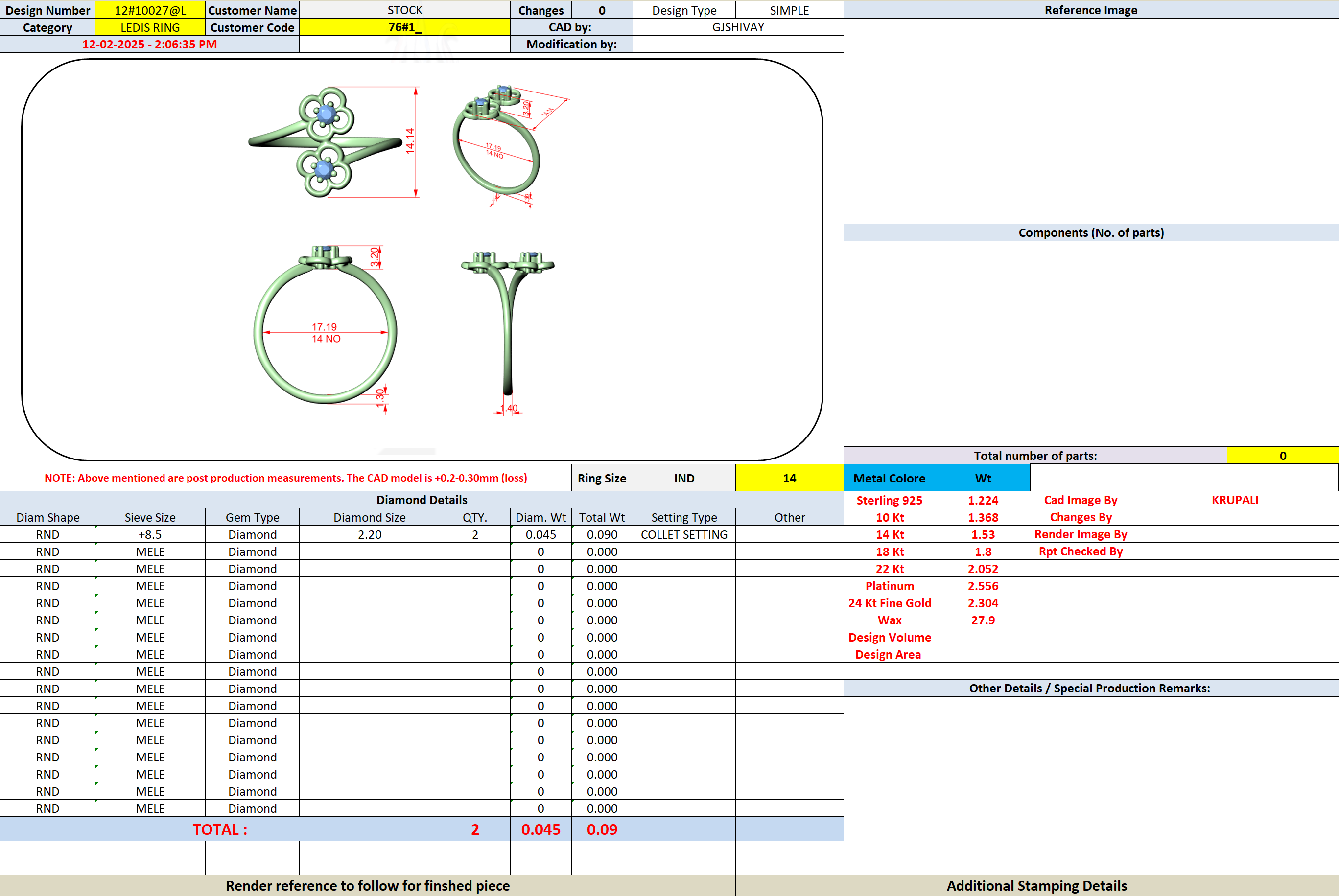 .09 Ct. Diamond Flower Motif Bypass Ring (12#10027@L) 13