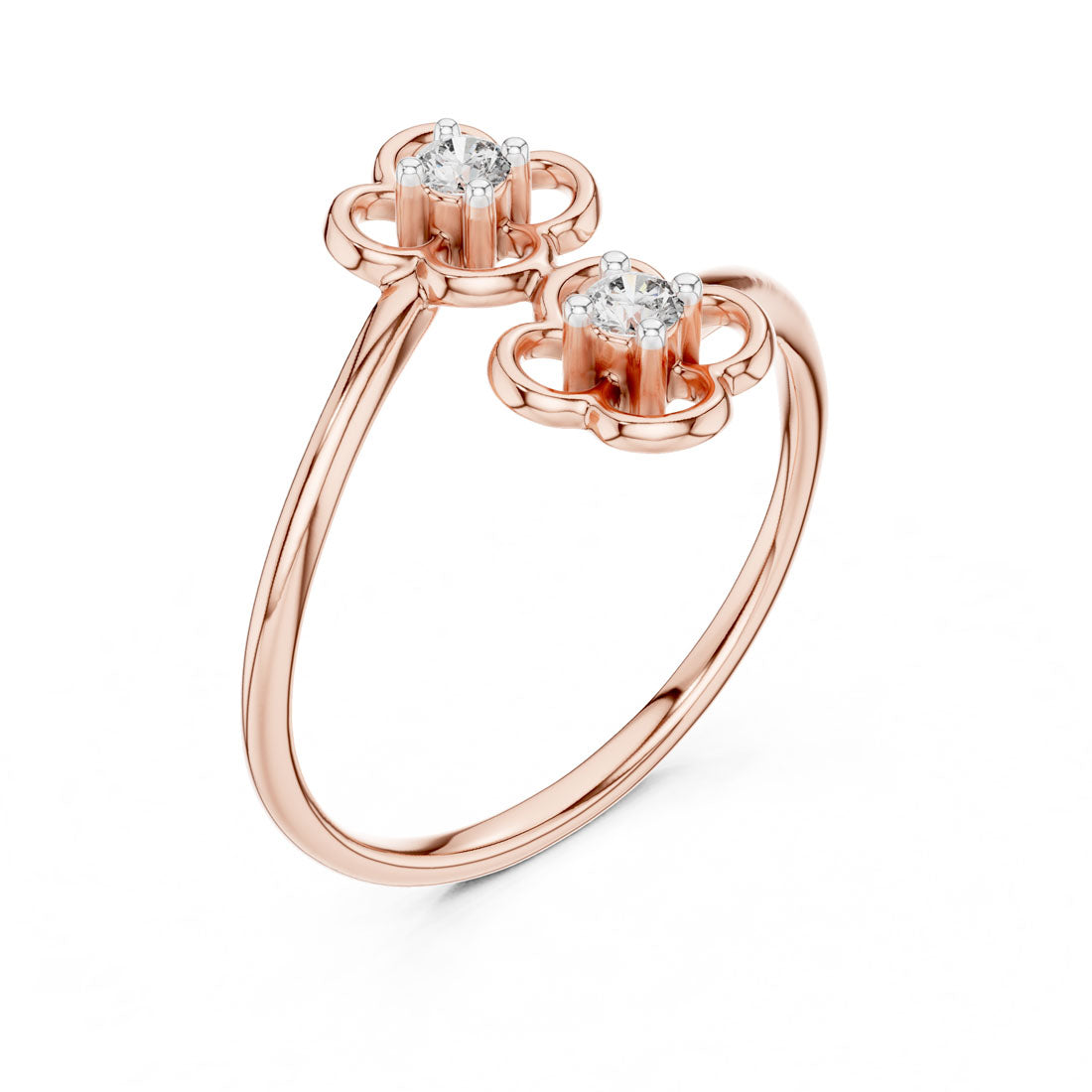 .09 Ct. Diamond Flower Motif Bypass Ring (12#10027@L) 4