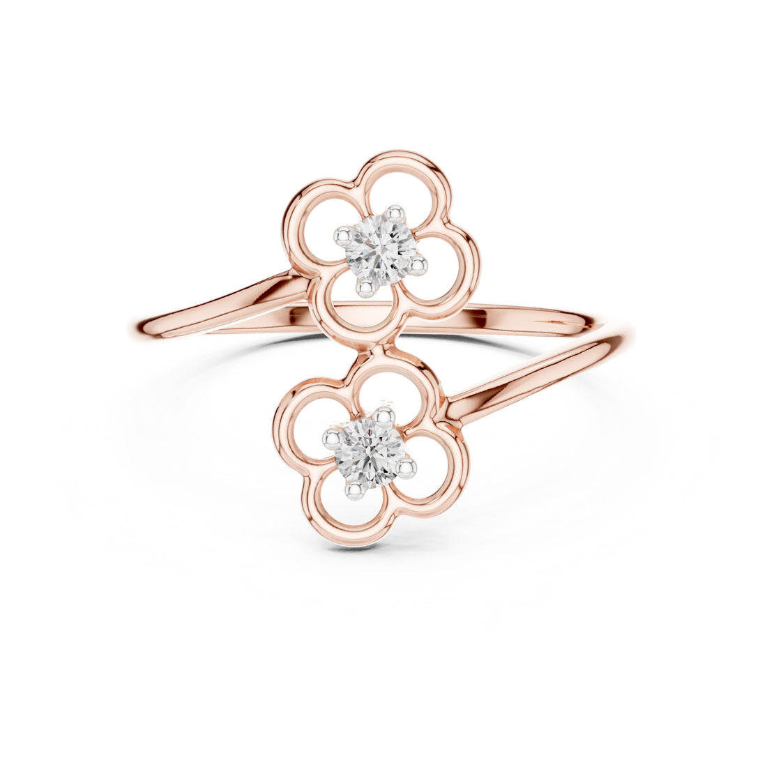 .09 Ct. Diamond Flower Motif Bypass Ring (12#10027@L)