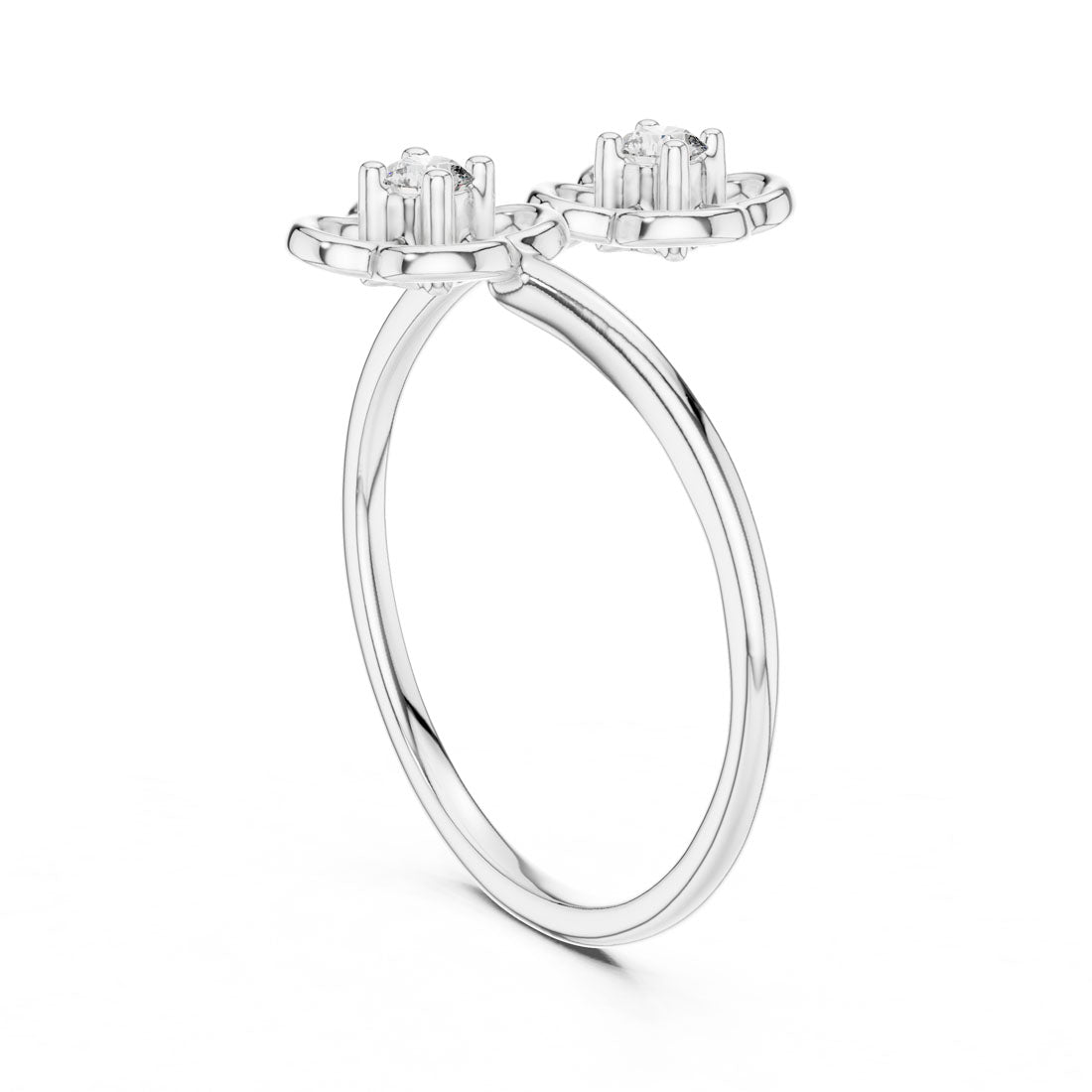 .09 Ct. Diamond Flower Motif Bypass Ring (12#10027@L) 7