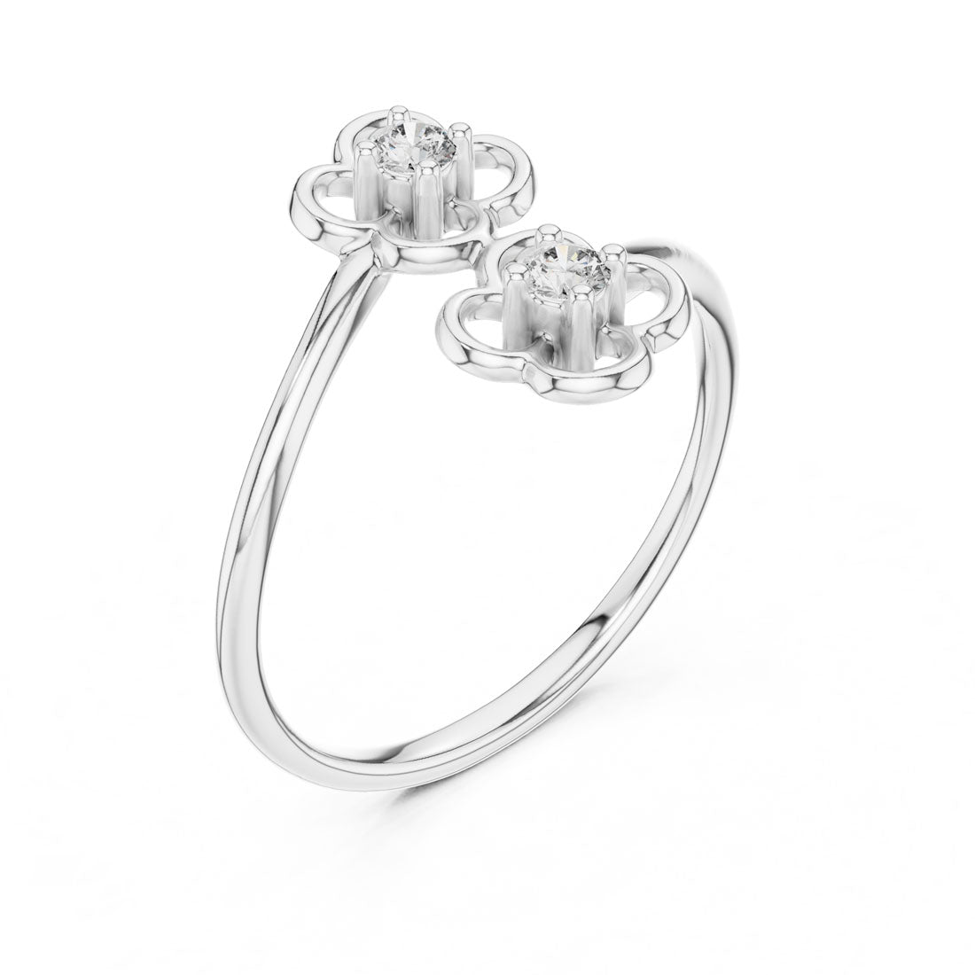 .09 Ct. Diamond Flower Motif Bypass Ring (12#10027@L) 6