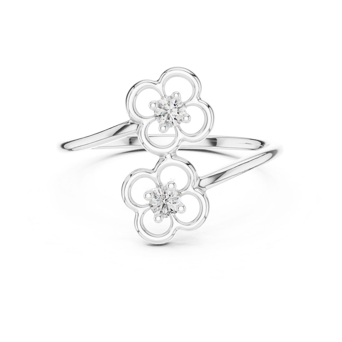 .09 Ct. Diamond Flower Motif Bypass Ring (12#10027@L)