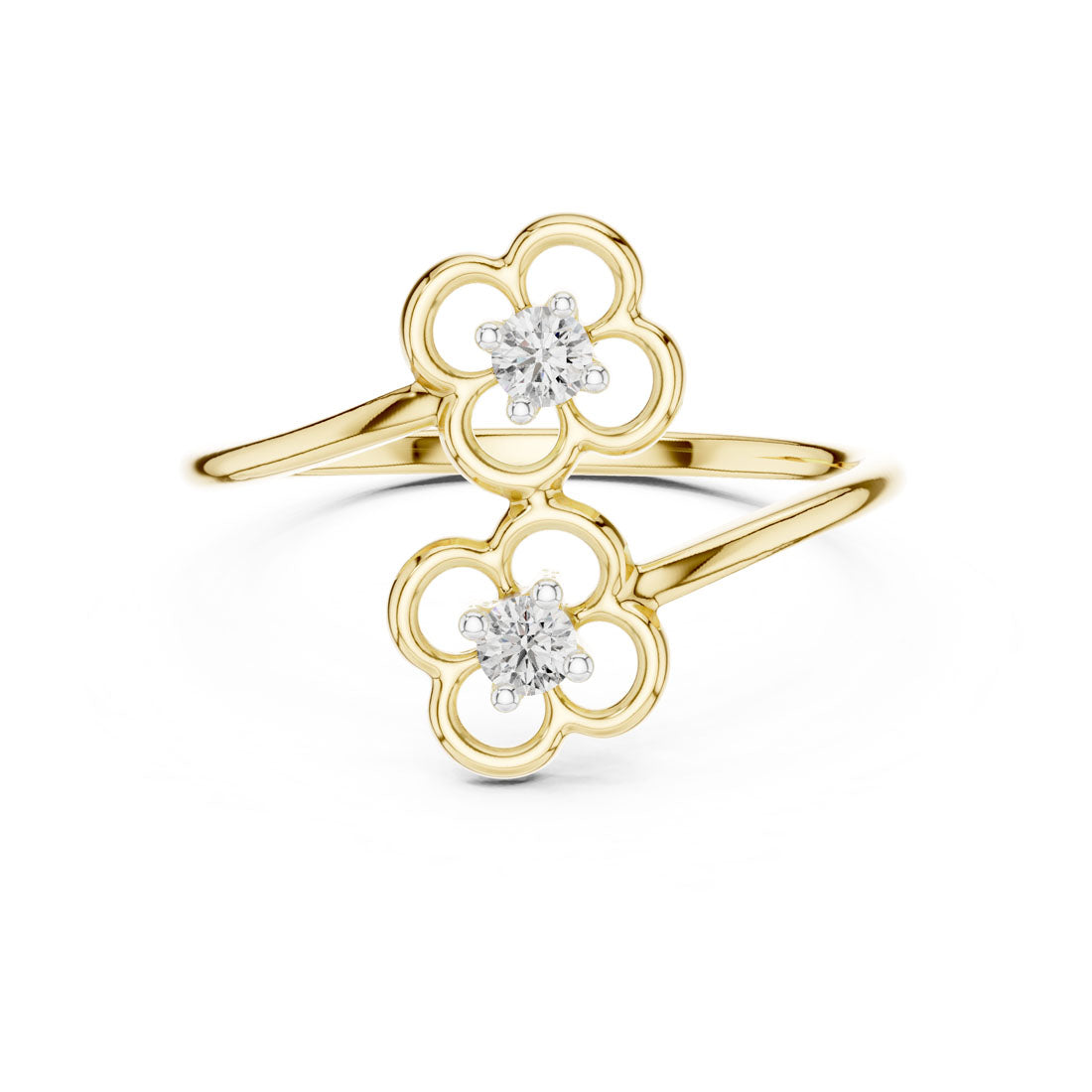 .09 Ct. Diamond Flower Motif Bypass Ring (12#10027@L) 3