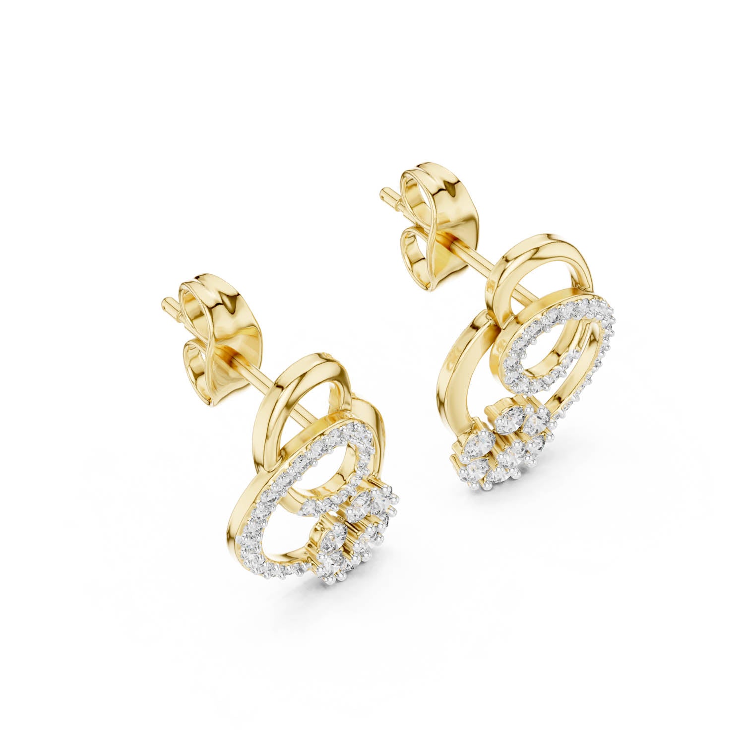 .42 Ct. Floral Swirl Diamond Earrings (12#10029@E)