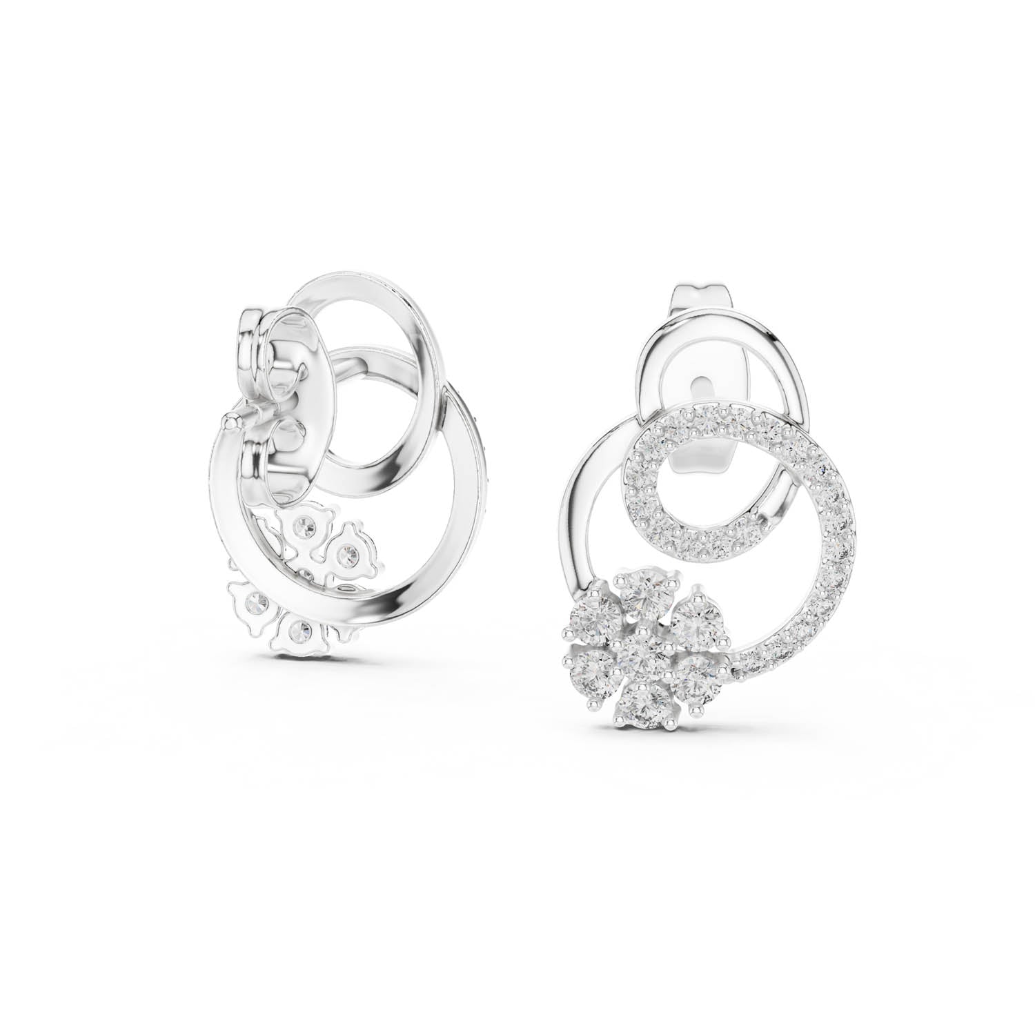.42 Ct. Floral Swirl Diamond Earrings (12#10029@E)