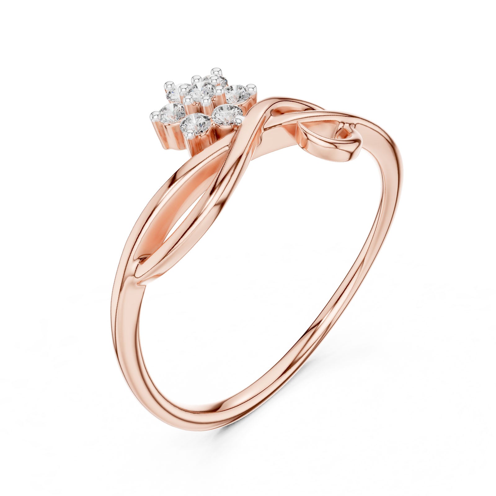 .11 Ct. Floral Diamond Cluster Ring with Twisted Band (12#10029@L)