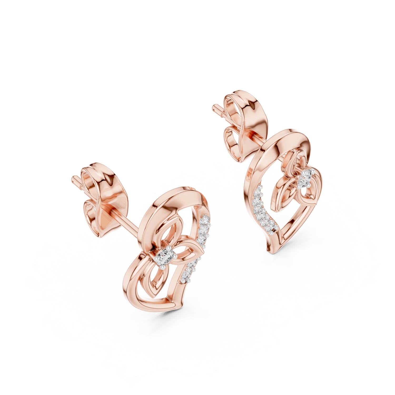 .09 Ct. Open Heart Diamond Earrings (12#10031@E)