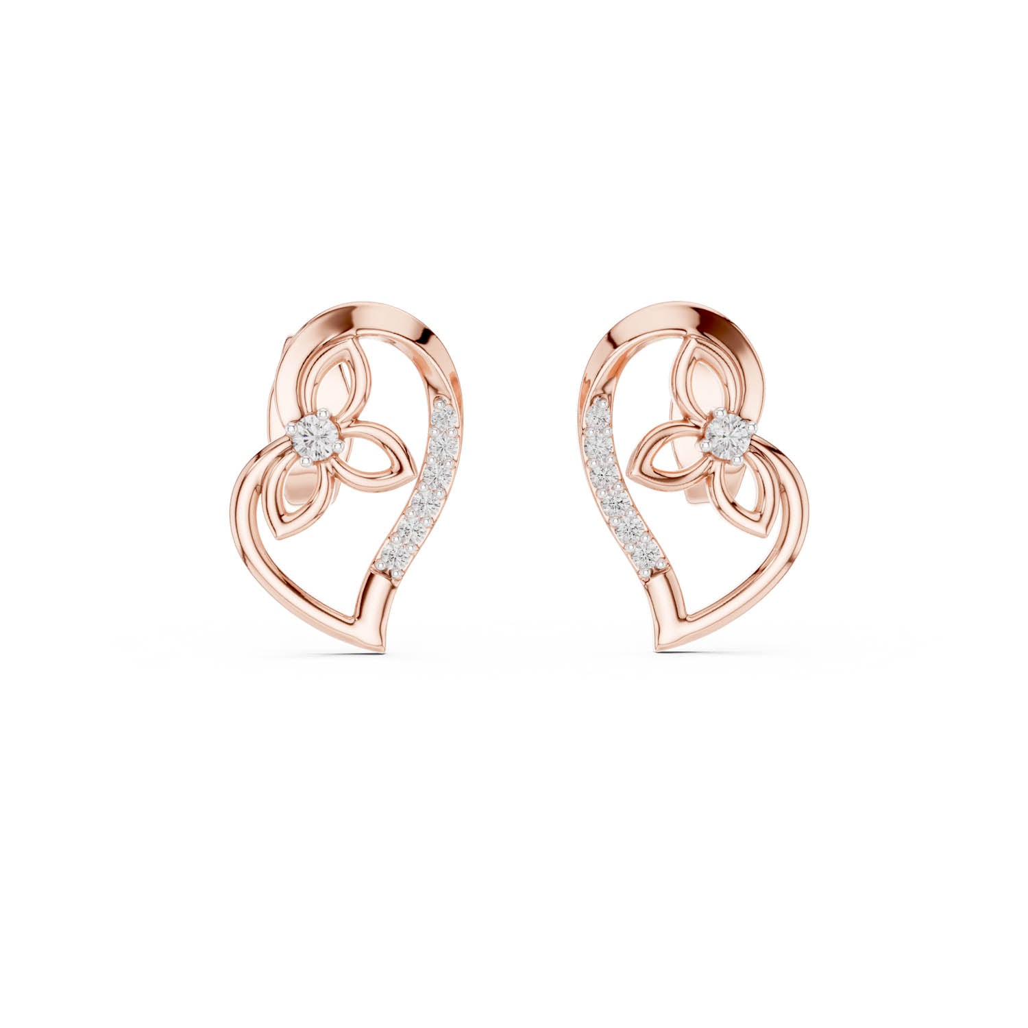 .09 Ct. Open Heart Diamond Earrings (12#10031@E) 11