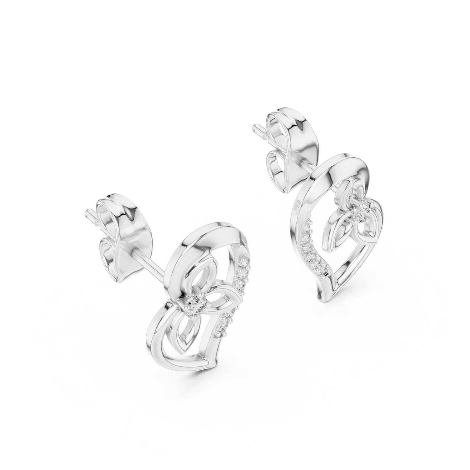 .09 Ct. Open Heart Diamond Earrings (12#10031@E) 12