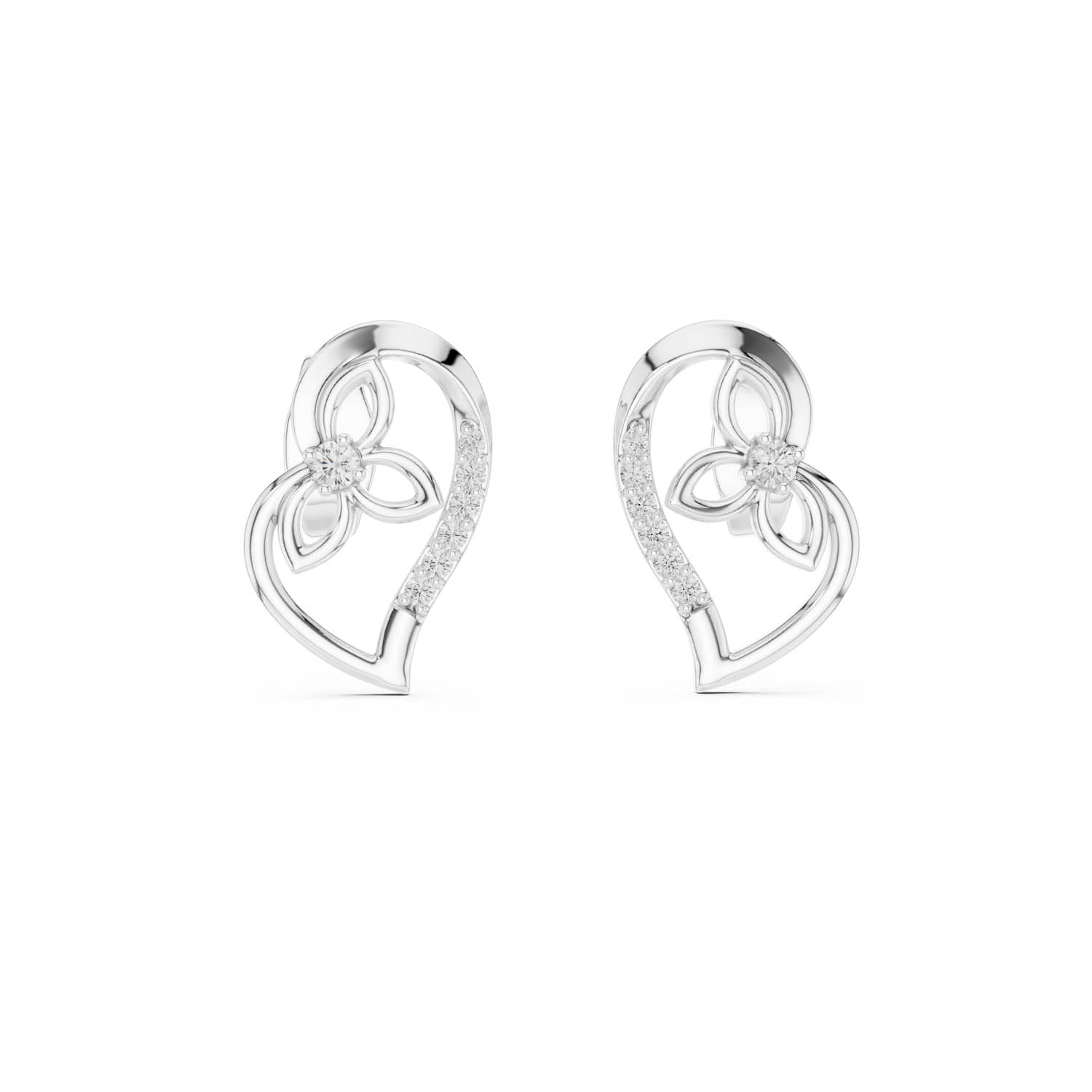.09 Ct. Open Heart Diamond Earrings (12#10031@E) 4