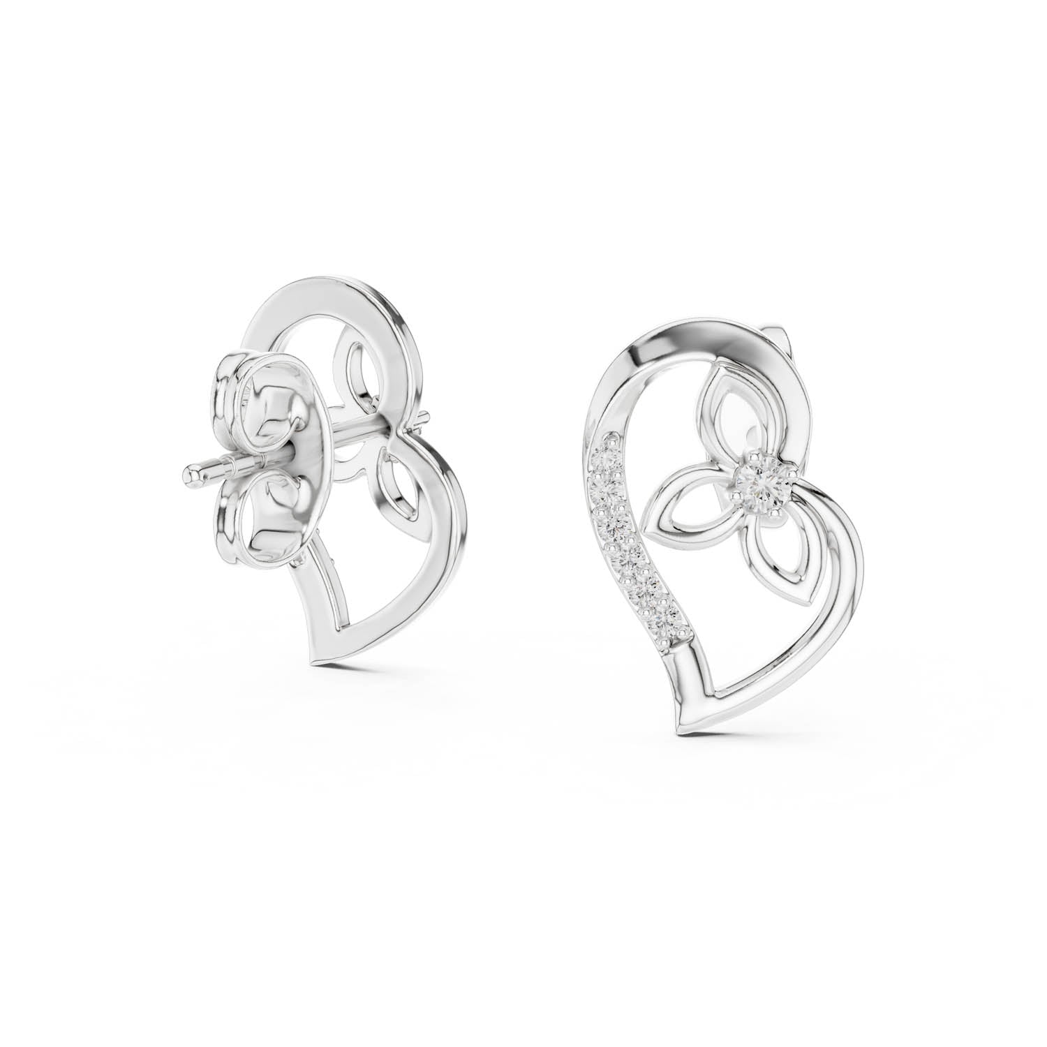 .09 Ct. Open Heart Diamond Earrings (12#10031@E) 8