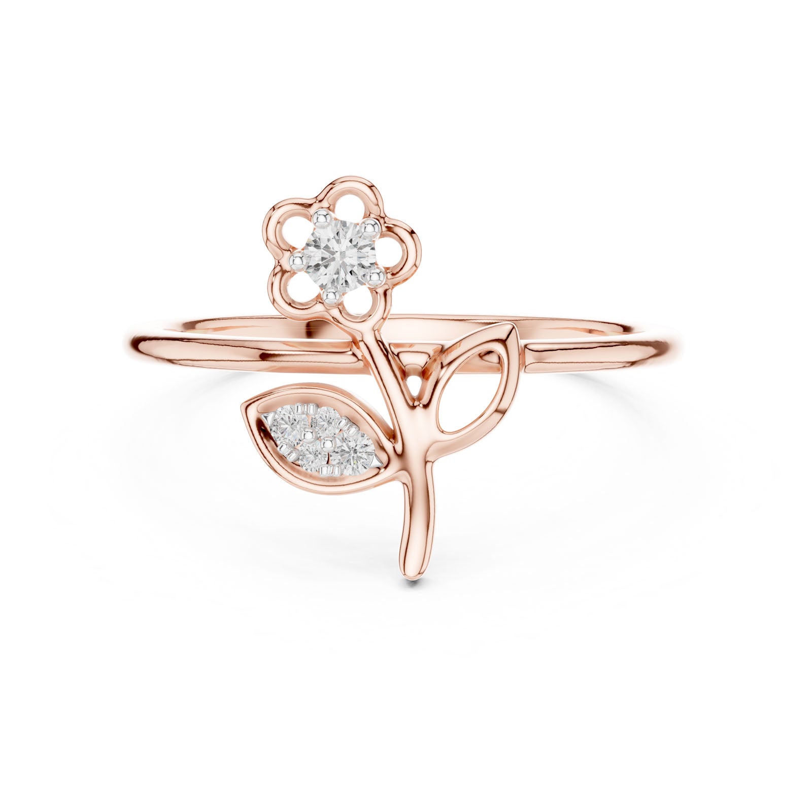 .07 Ct. Diamond Flower Ring with Leaf Detail (12#10033@L) 6