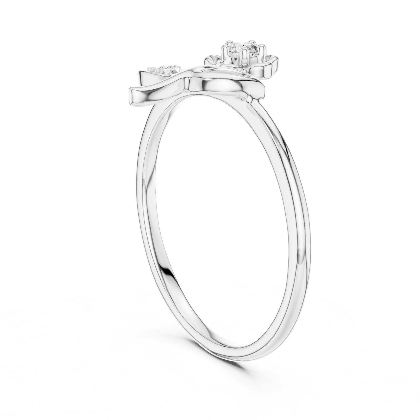 .07 Ct. Diamond Flower Ring with Leaf Detail (12#10033@L) 4