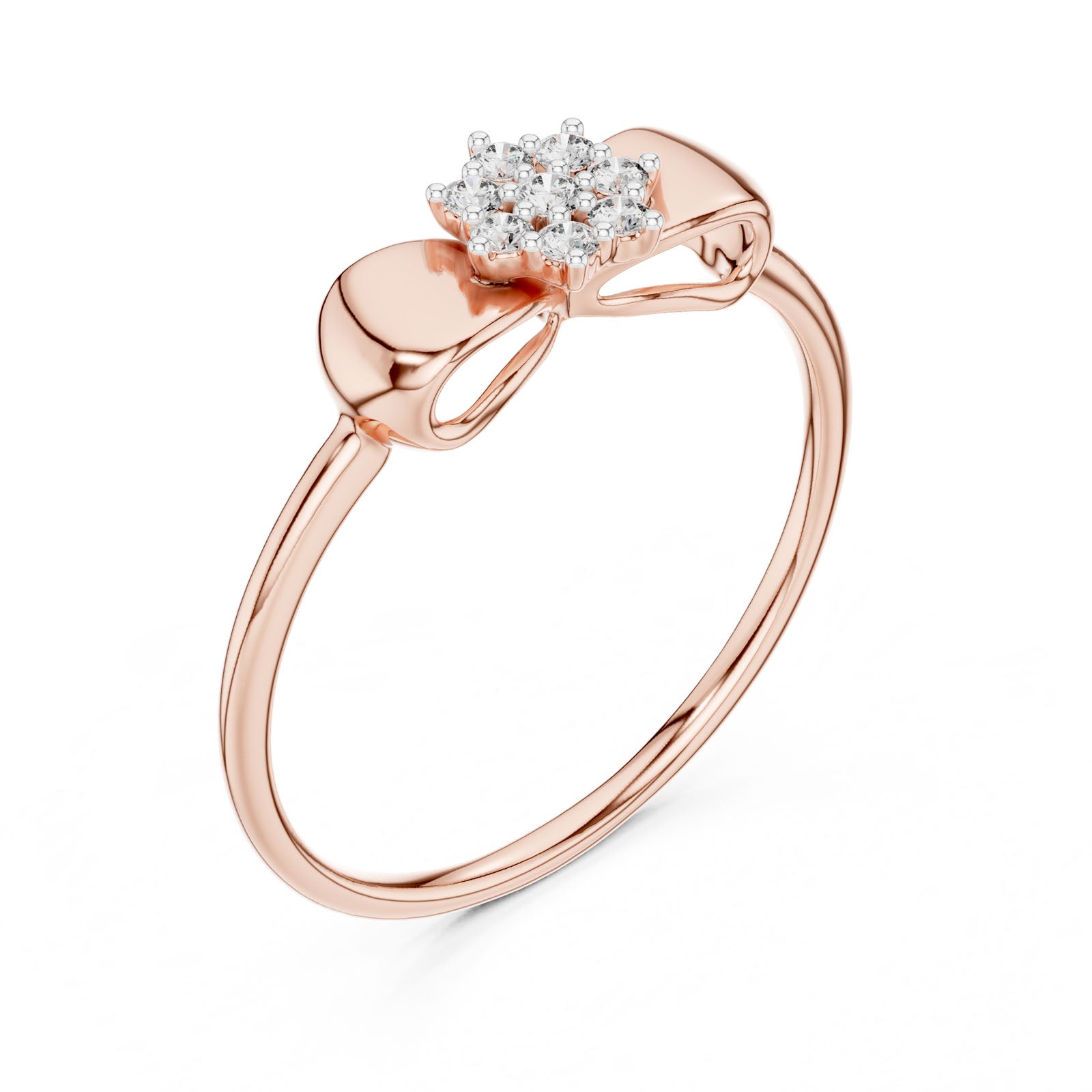 .09 Ct. Diamond Ribbon Ring with Floral Cluster Center (12#10036@L) 6