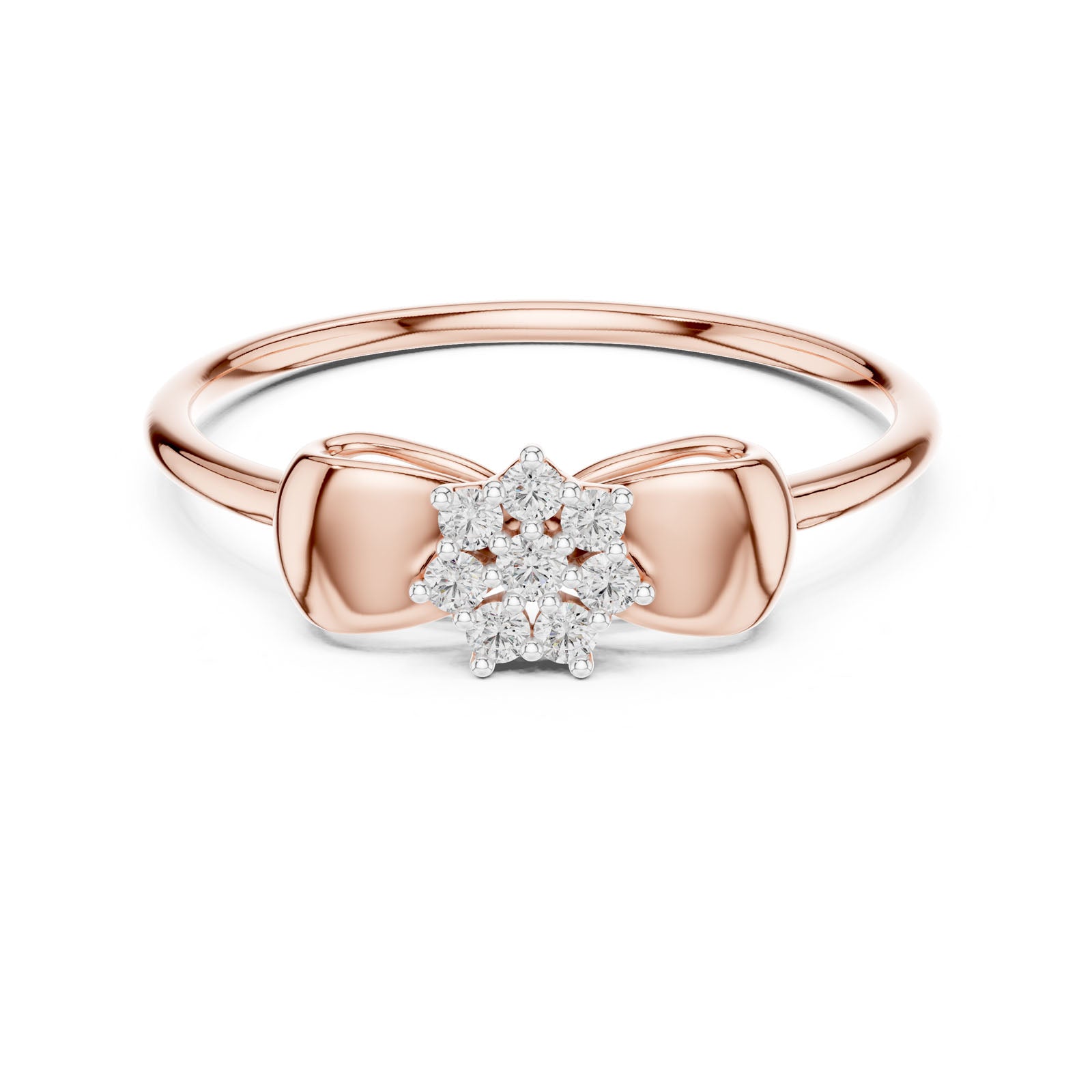 .09 Ct. Diamond Ribbon Ring with Floral Cluster Center (12#10036@L) 12