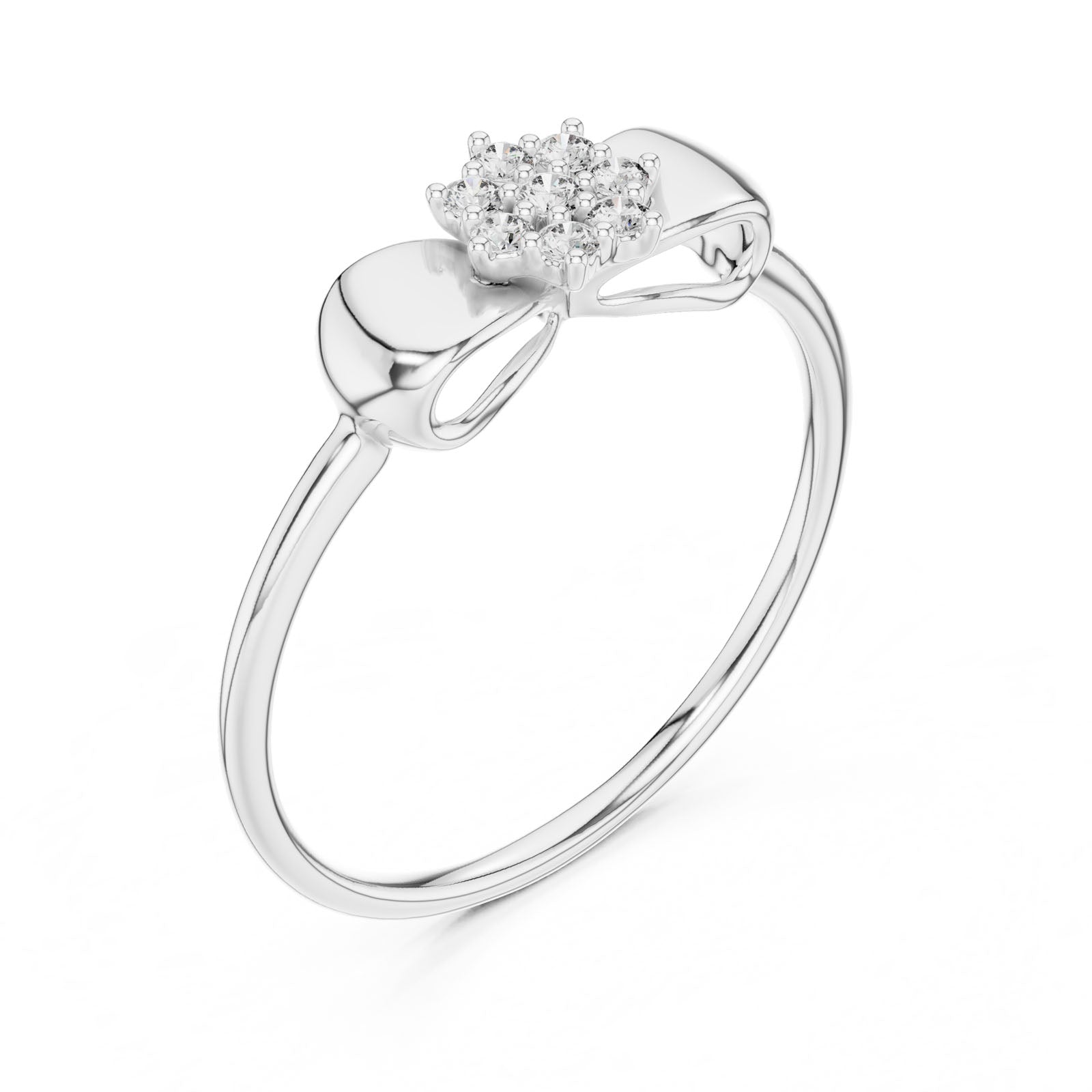 .09 Ct. Diamond Ribbon Ring with Floral Cluster Center (12#10036@L) 4