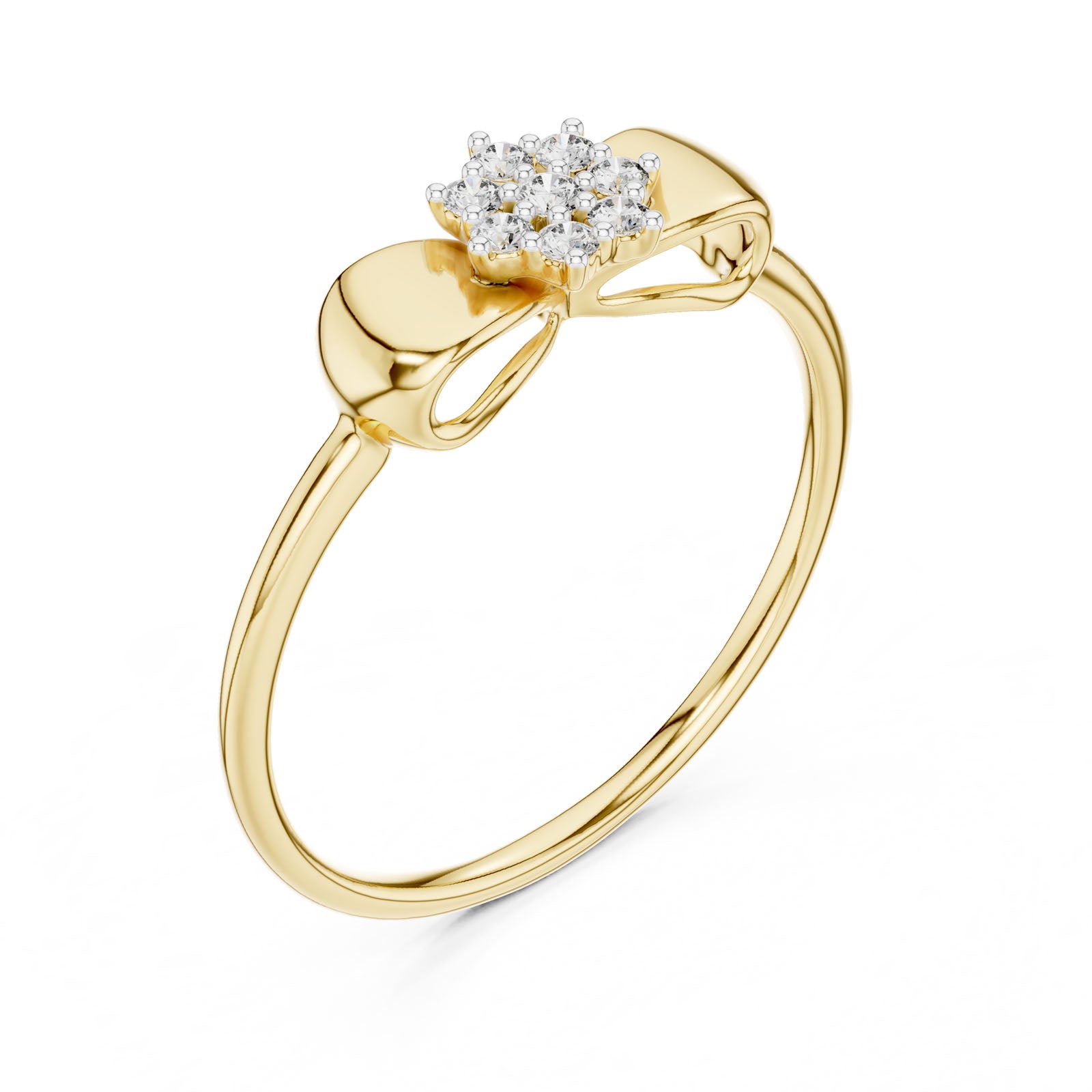 .09 Ct. Diamond Ribbon Ring with Floral Cluster Center (12#10036@L)