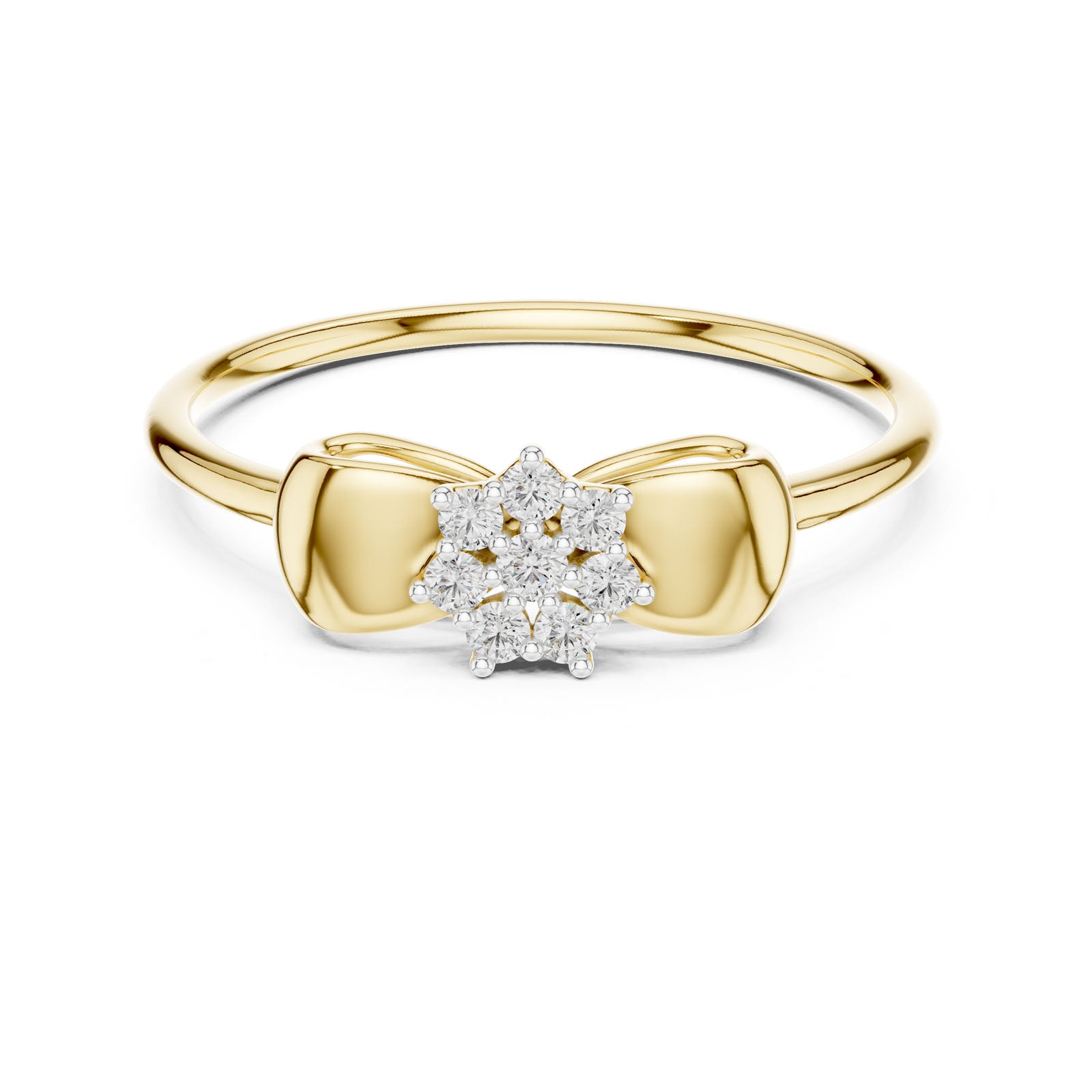 .09 Ct. Diamond Ribbon Ring with Floral Cluster Center (12#10036@L) 8