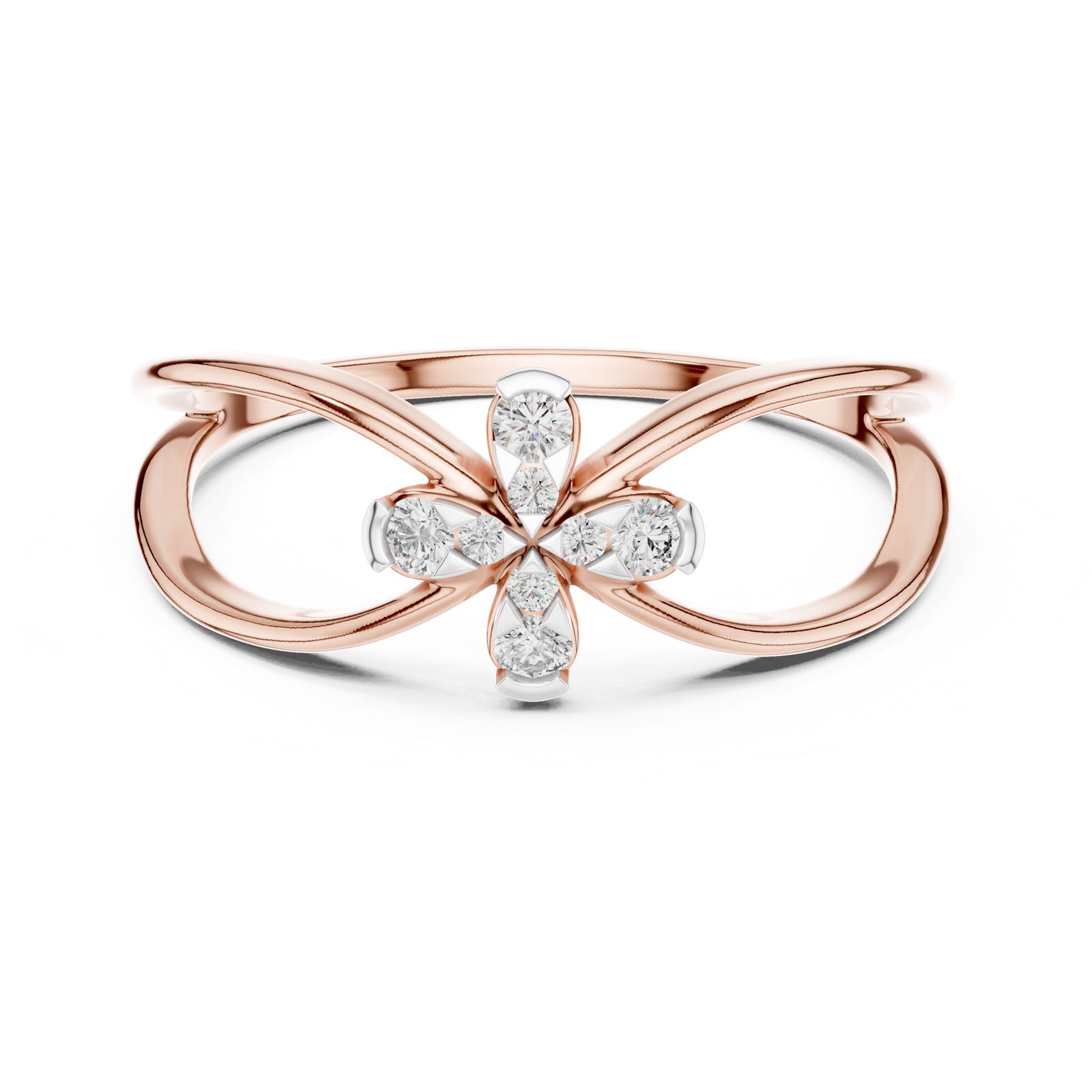 .10 Ct. Round Diamond Infinity Flower Ring (12#10037@L) 3