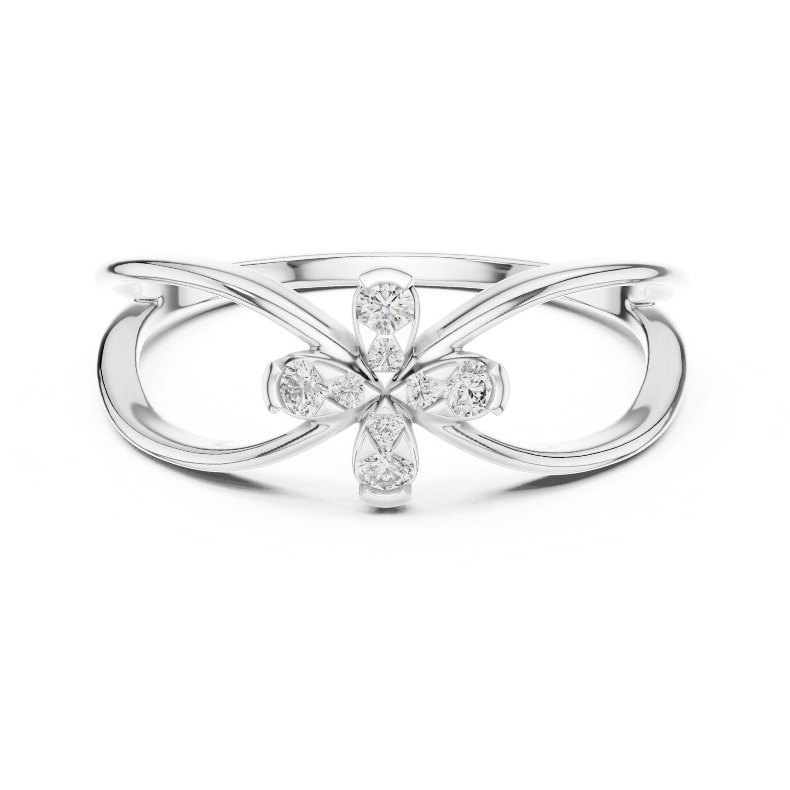 .10 Ct. Round Diamond Infinity Flower Ring (12#10037@L)