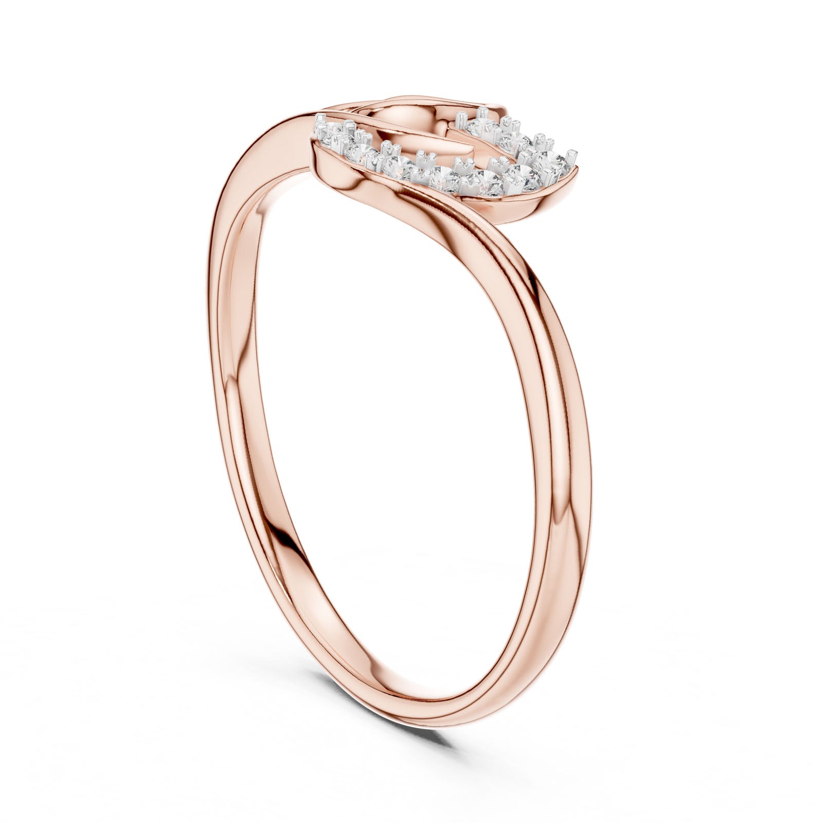 .08 Ct. Diamond Leaf Ribbon Ring with Pavé Accents (12#10047@L) 12