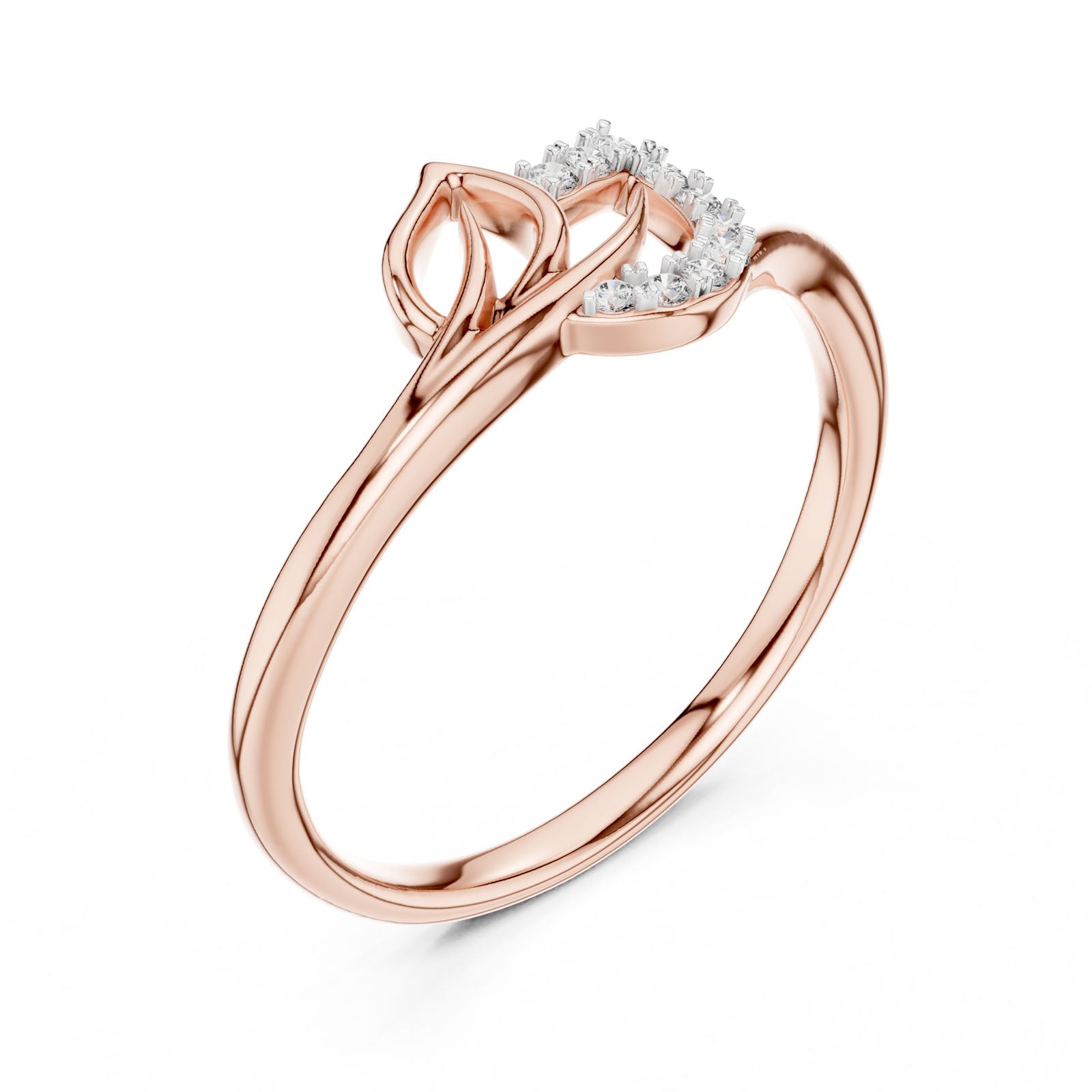 .08 Ct. Diamond Leaf Ribbon Ring with Pavé Accents (12#10047@L) 6