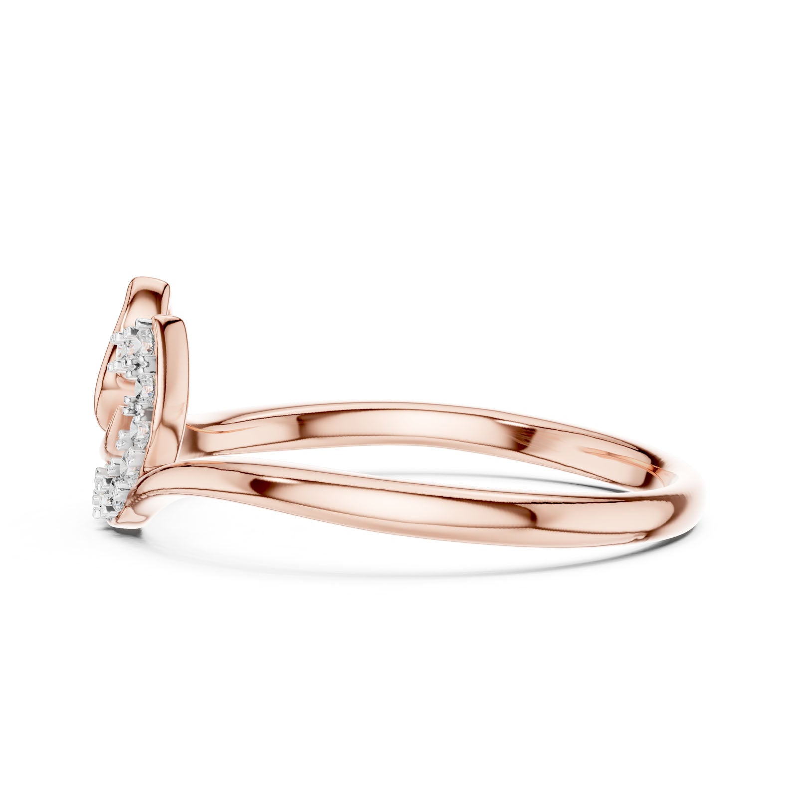.08 Ct. Diamond Leaf Ribbon Ring with Pavé Accents (12#10047@L) 3