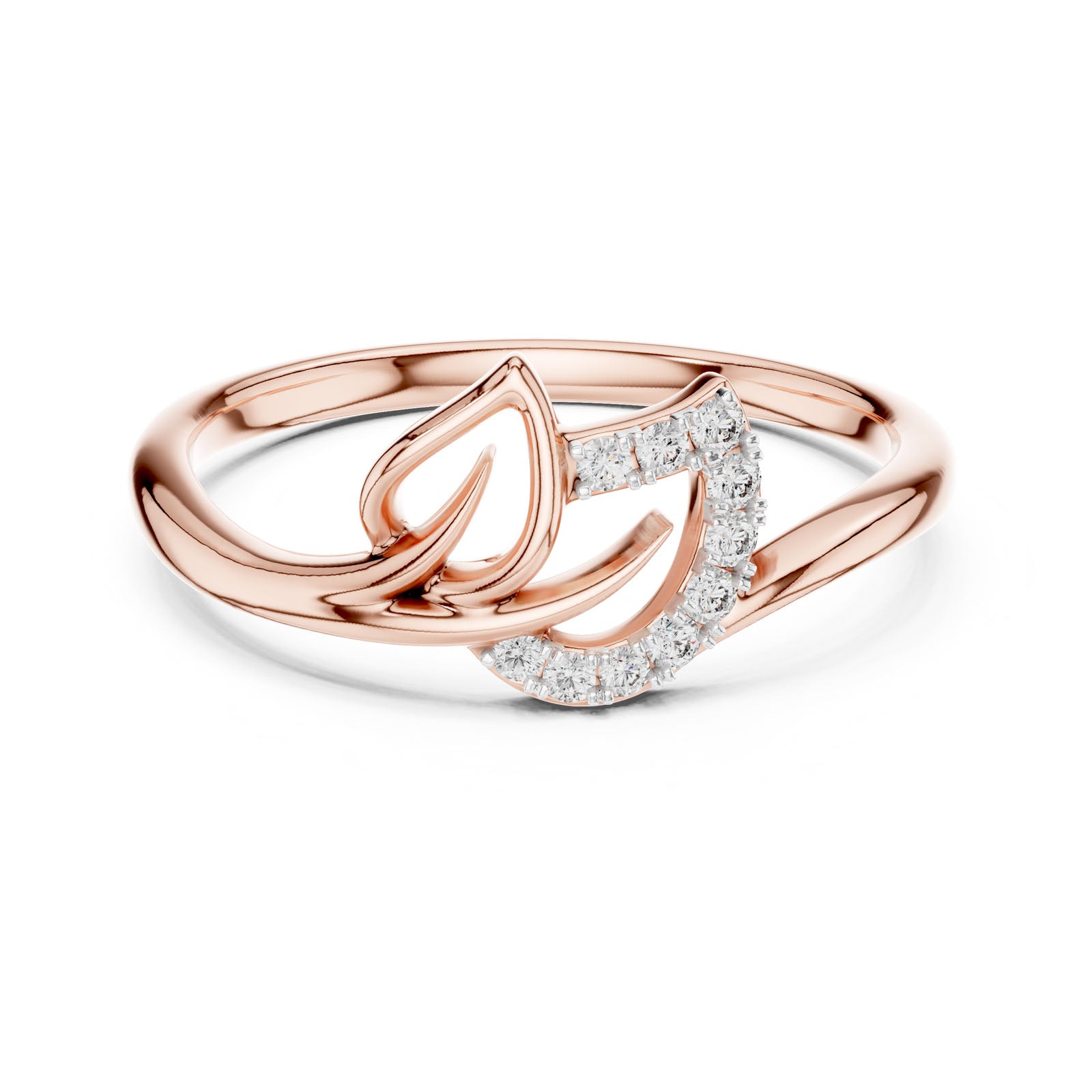 .08 Ct. Diamond Leaf Ribbon Ring with Pavé Accents (12#10047@L) 9