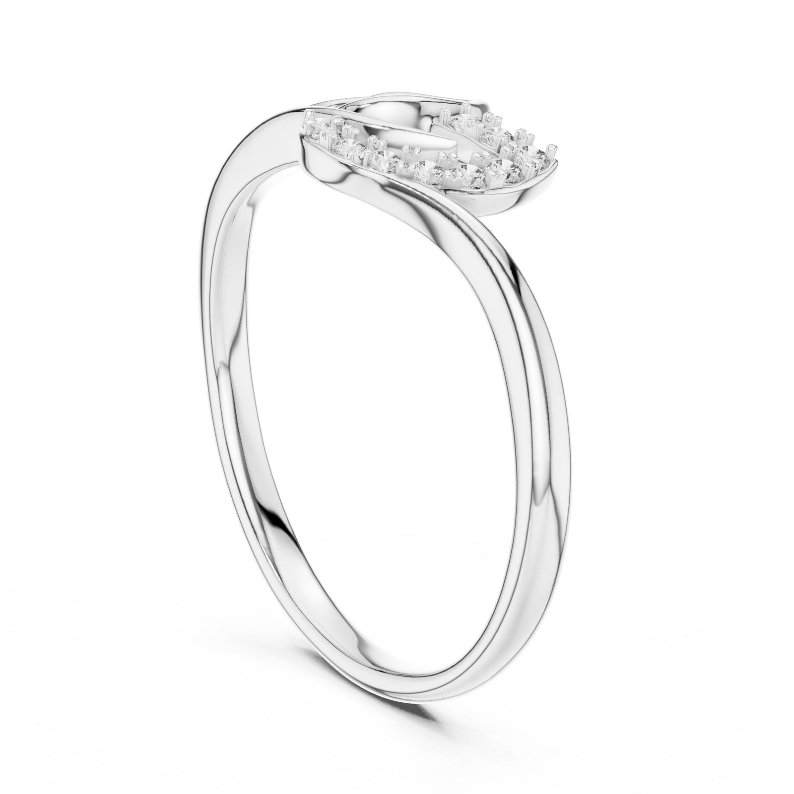 .08 Ct. Diamond Leaf Ribbon Ring with Pavé Accents (12#10047@L) 4