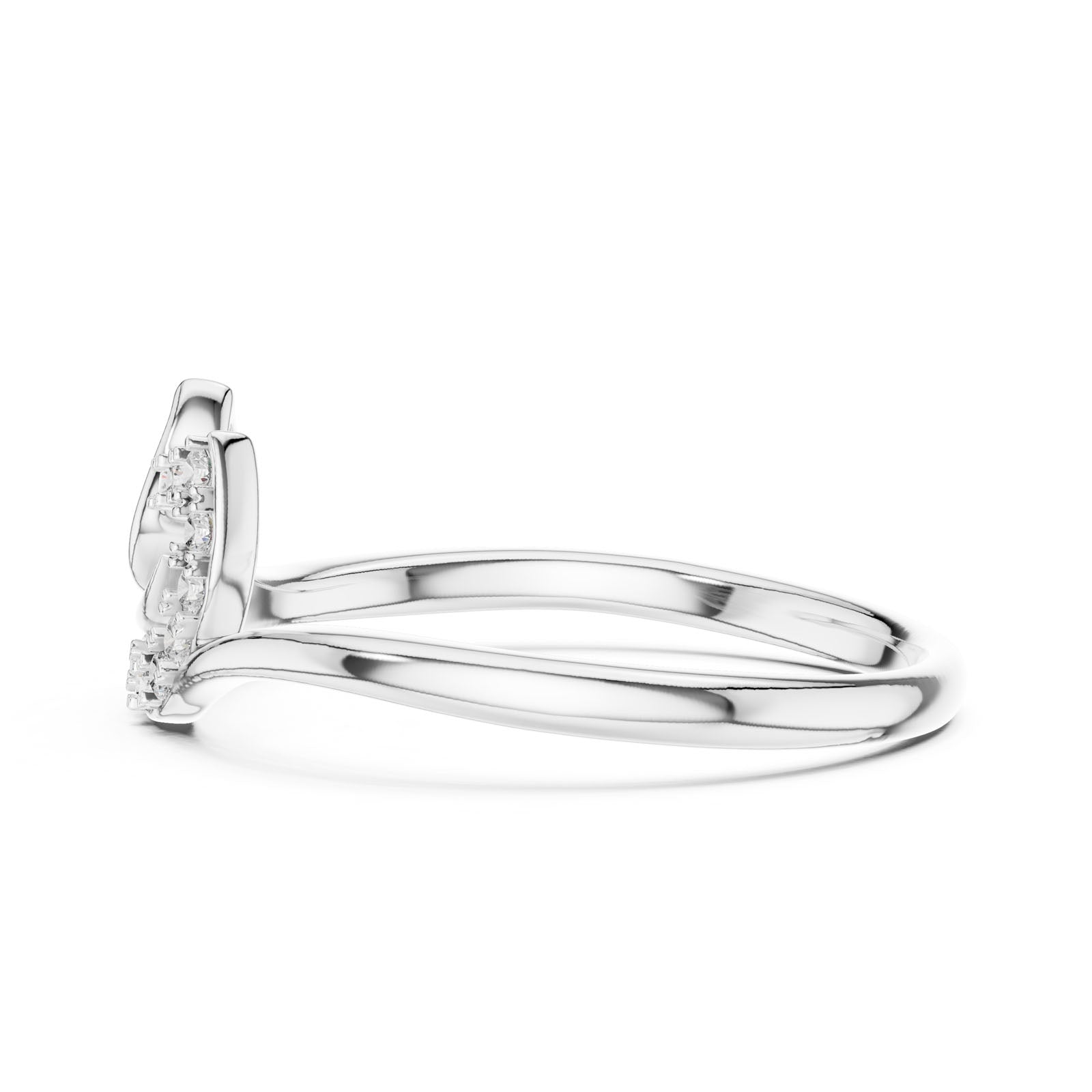 .08 Ct. Diamond Leaf Ribbon Ring with Pavé Accents (12#10047@L) 7