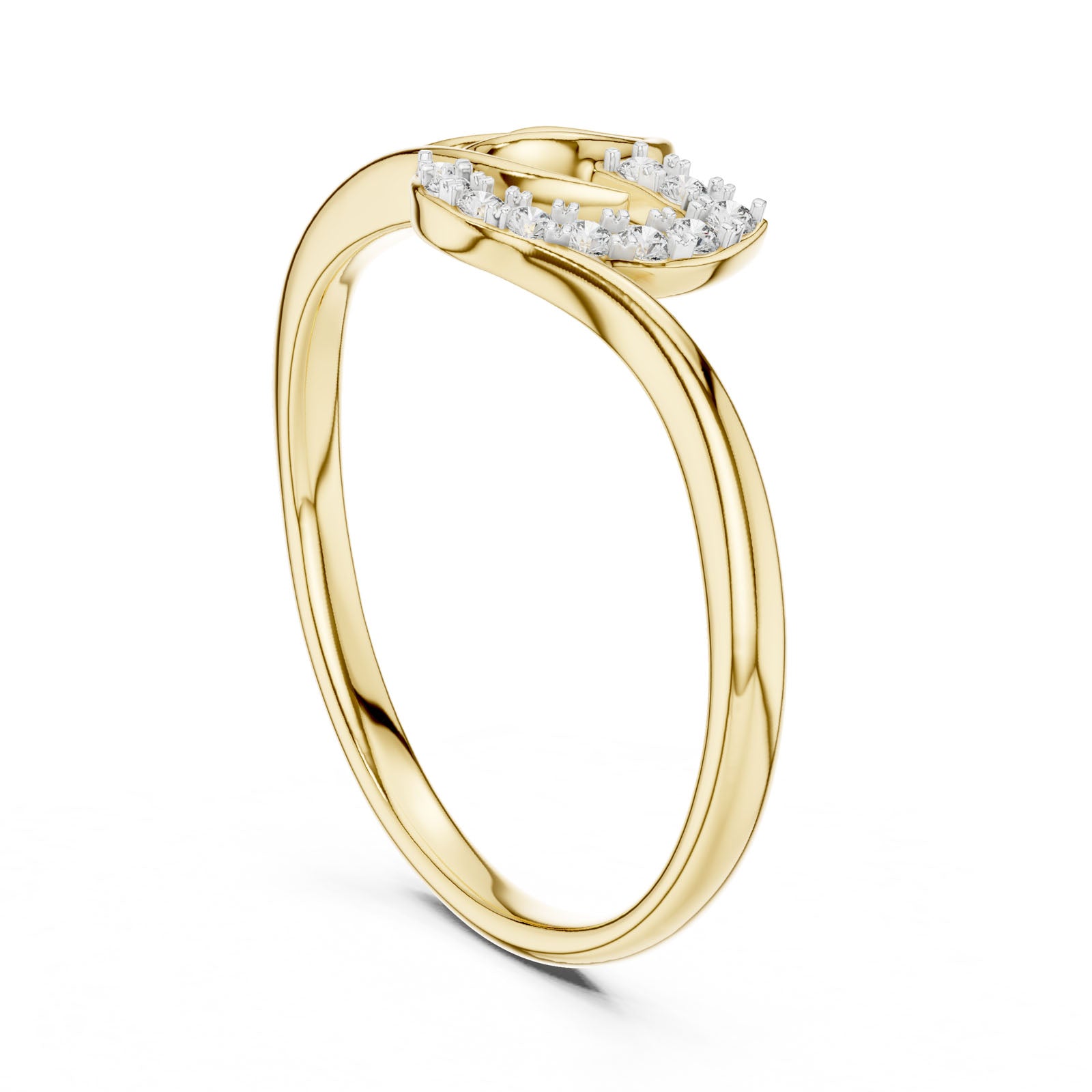 .08 Ct. Diamond Leaf Ribbon Ring with Pavé Accents (12#10047@L) 8