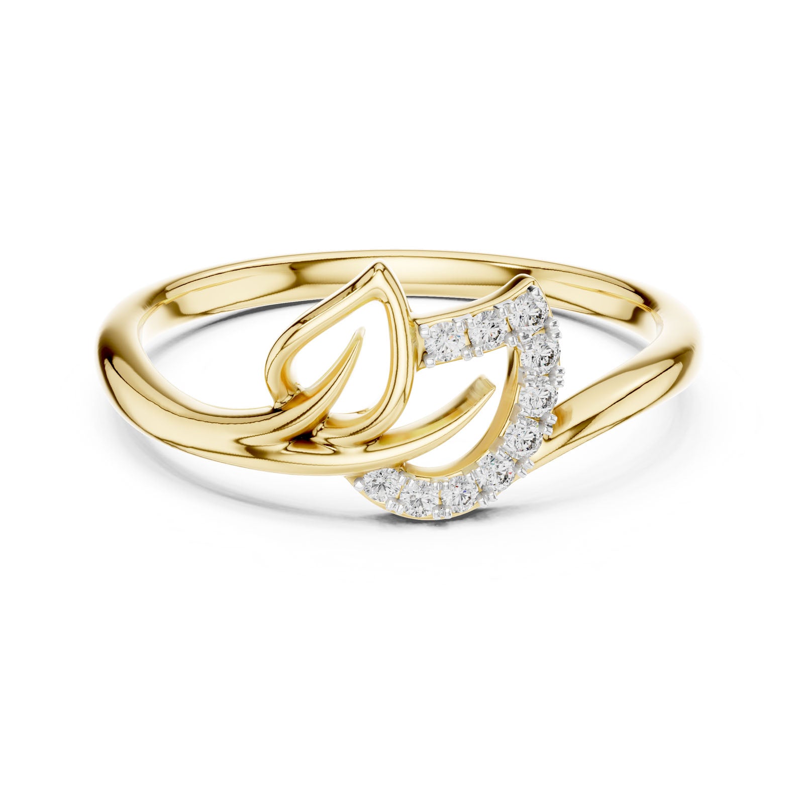 .08 Ct. Diamond Leaf Ribbon Ring with Pavé Accents (12#10047@L) 5