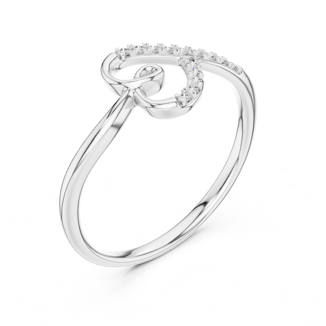 .08 Ct. Diamond Open Heart Motif Ring (12#10049@L) 10
