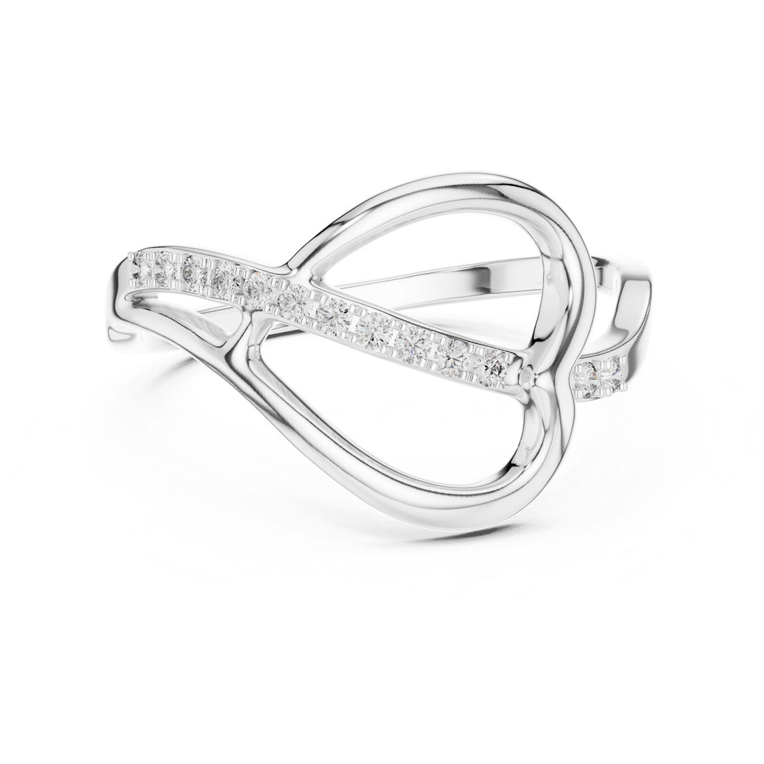 .10 Ct. Open Pavé Heart Motif Diamond Ring (12#10054@L)