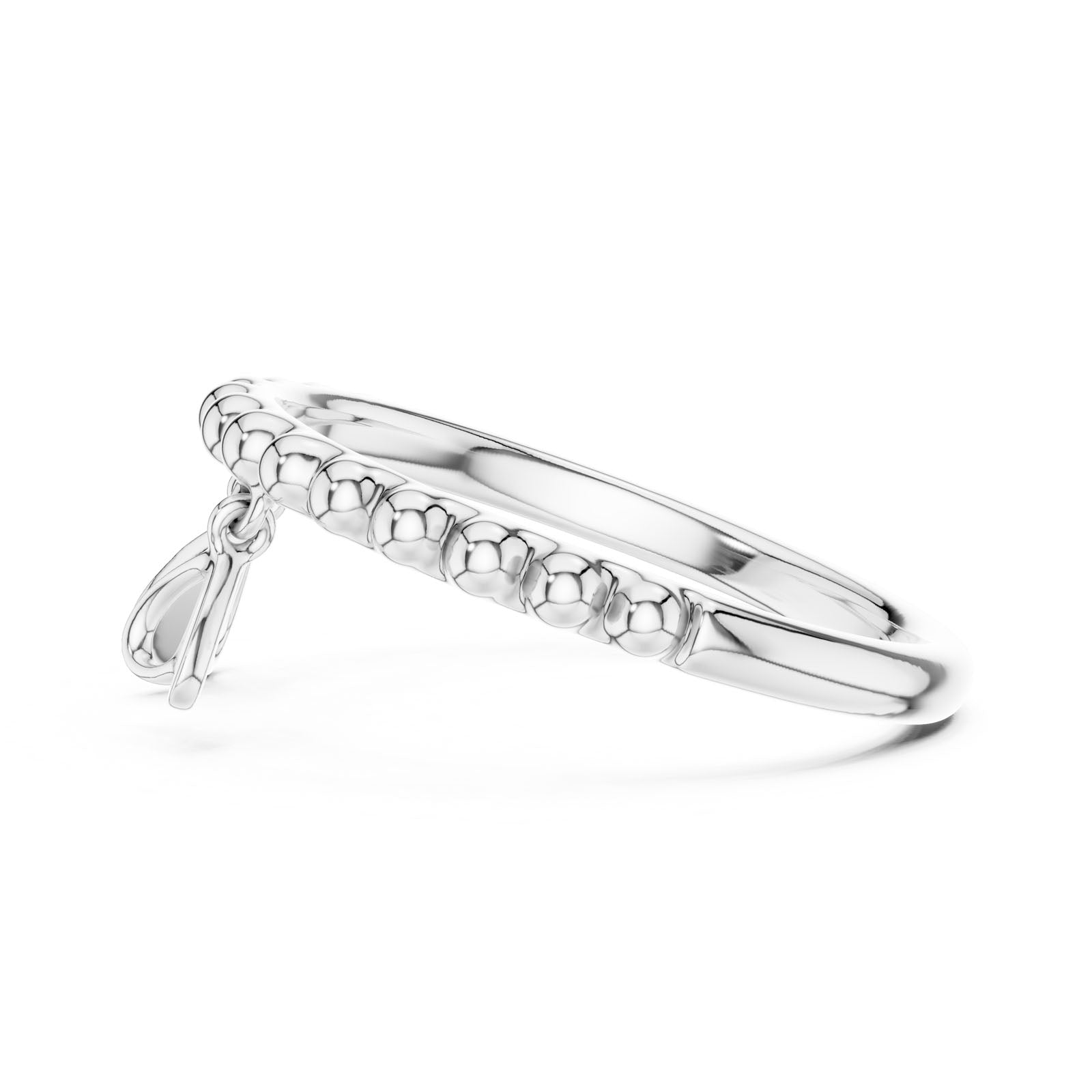 .02 Ct. Beaded Diamond Ring with Heart Drop Charms (12#10055@L) 7