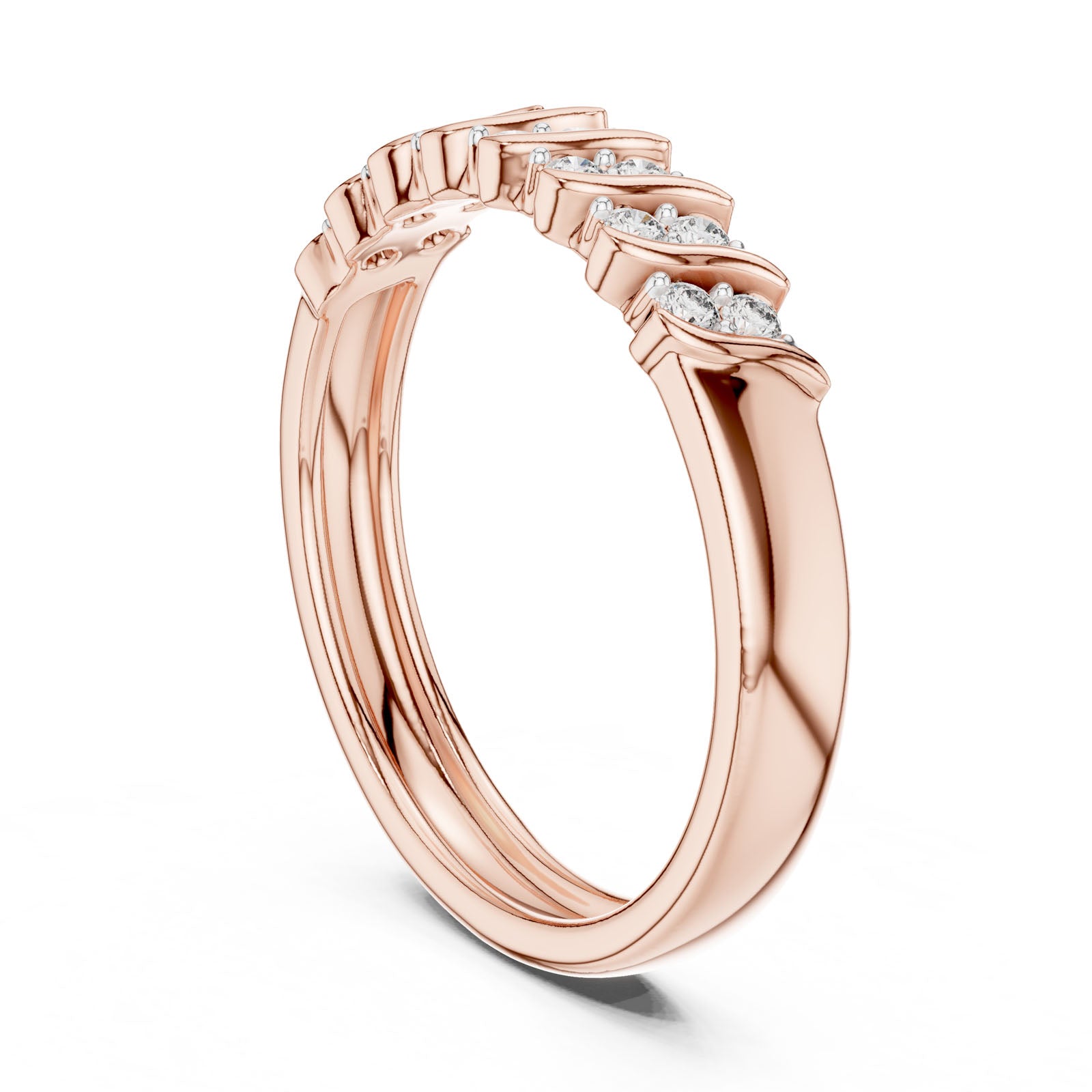 .17 Ct. Diamond Wave Band with Alternating Pavé Design (12#10059@L) 10