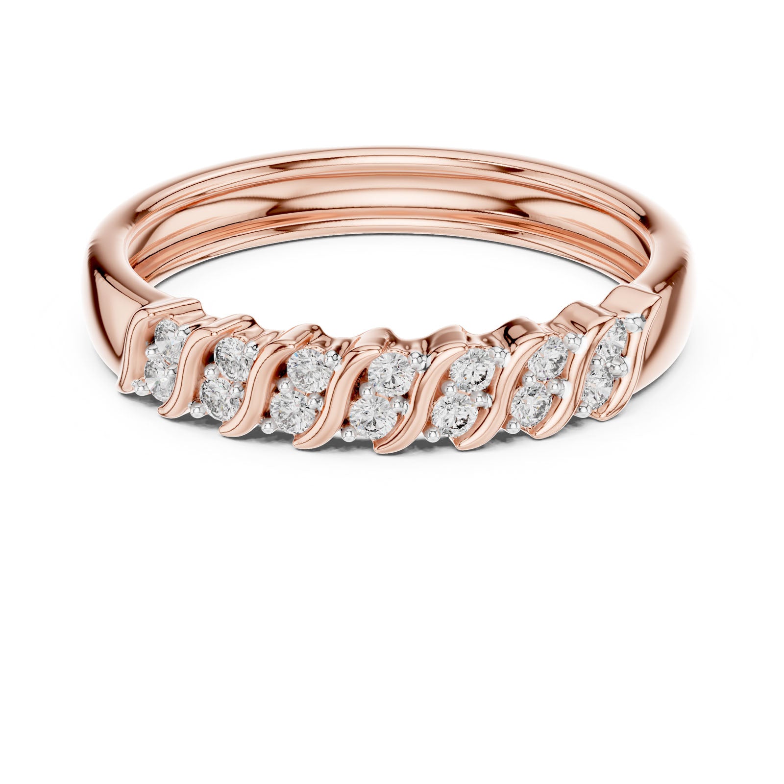 .17 Ct. Diamond Wave Band with Alternating Pavé Design (12#10059@L)