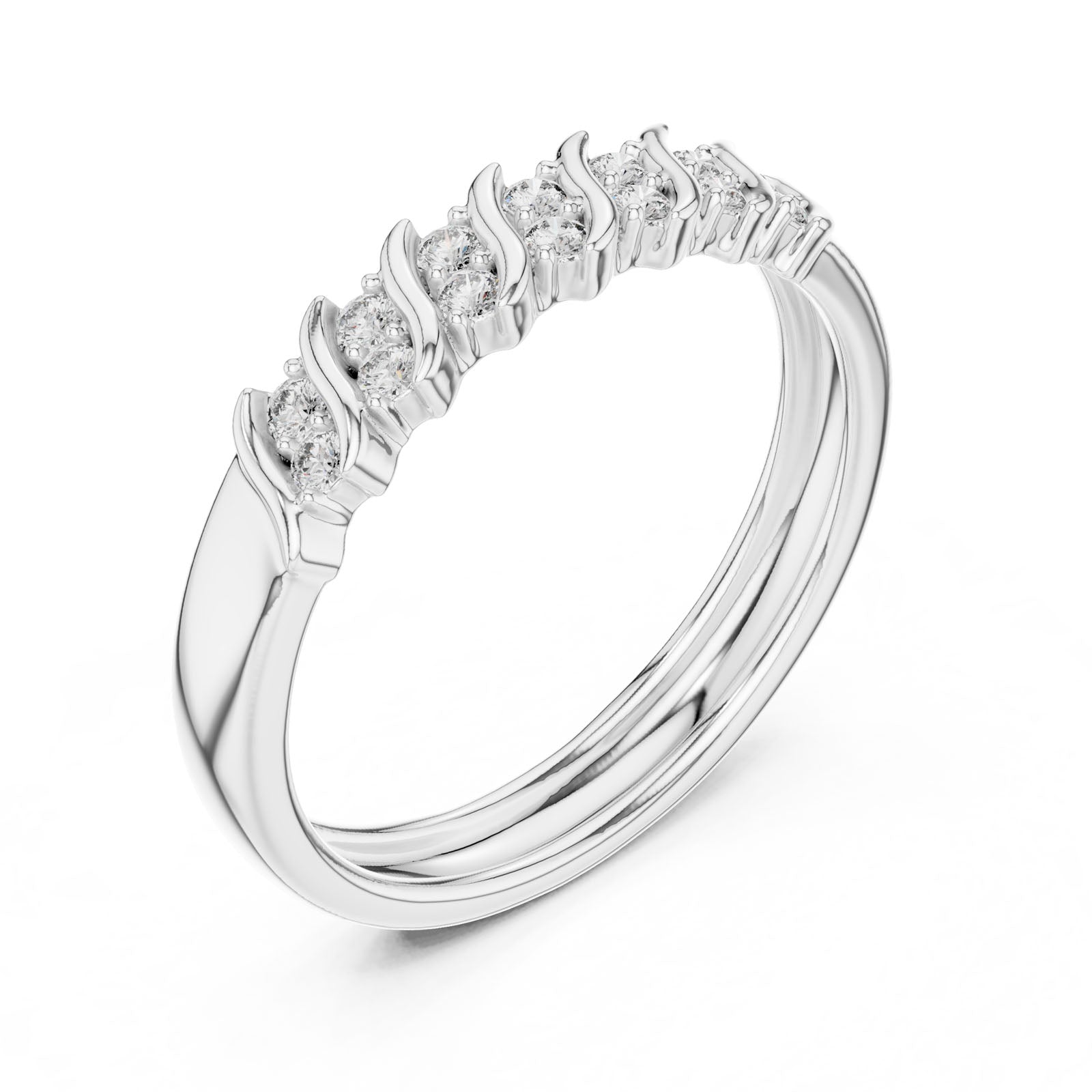.17 Ct. Diamond Wave Band with Alternating Pavé Design (12#10059@L) 12
