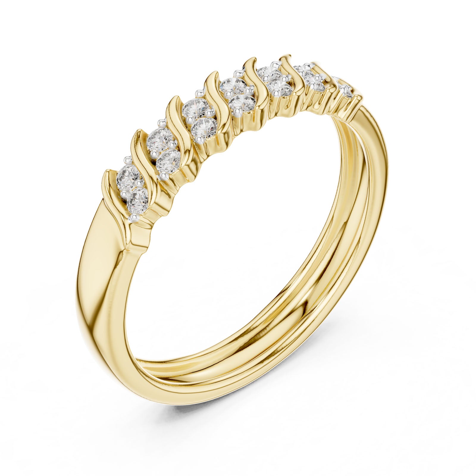 .17 Ct. Diamond Wave Band with Alternating Pavé Design (12#10059@L)