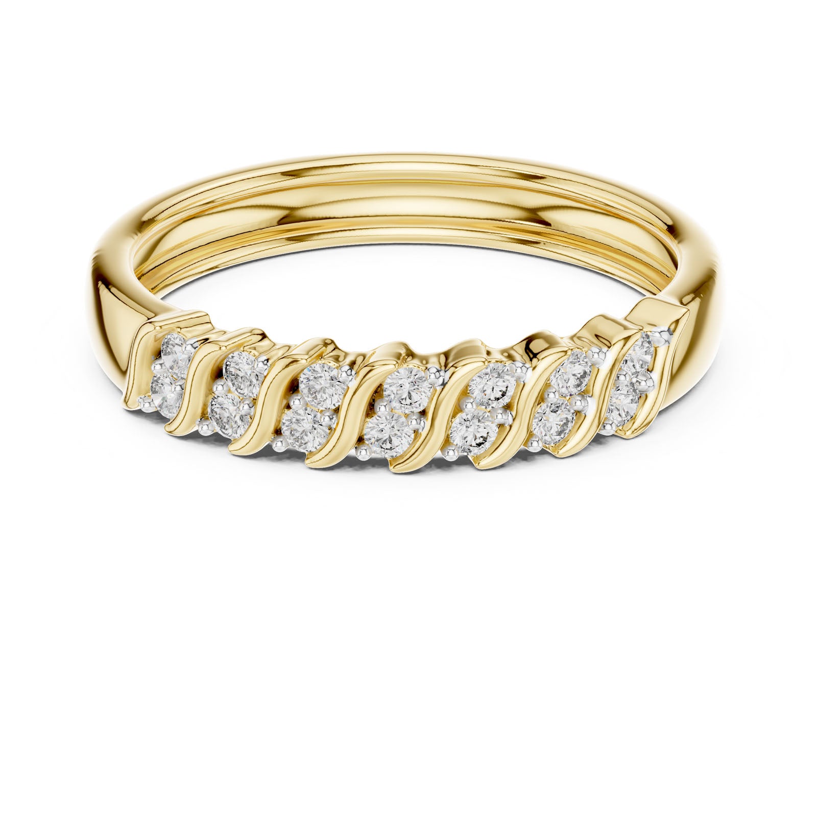 .17 Ct. Diamond Wave Band with Alternating Pavé Design (12#10059@L) 5