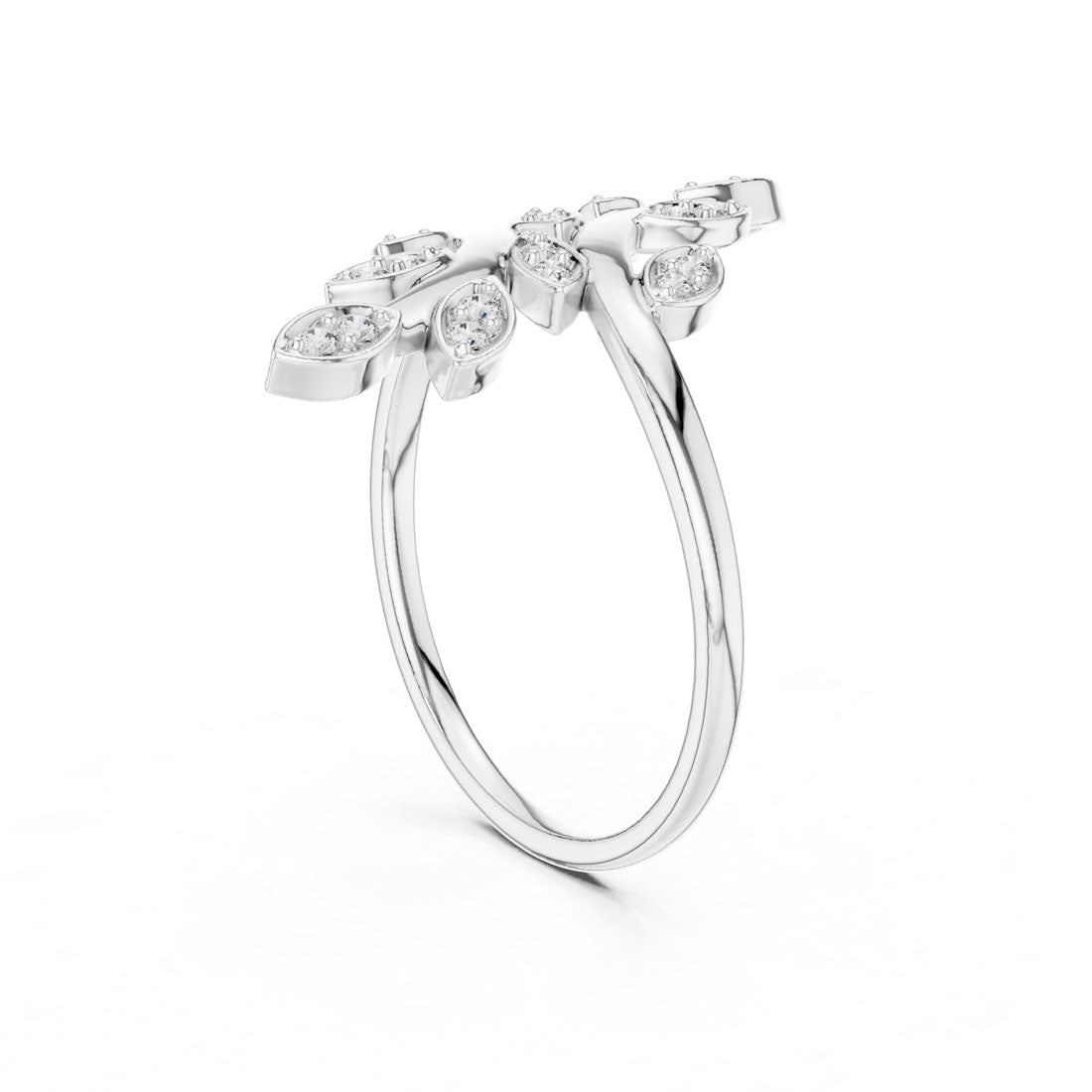.16 Ct. Diamond Leaf Motif Open Ring (12#10066@L) 10