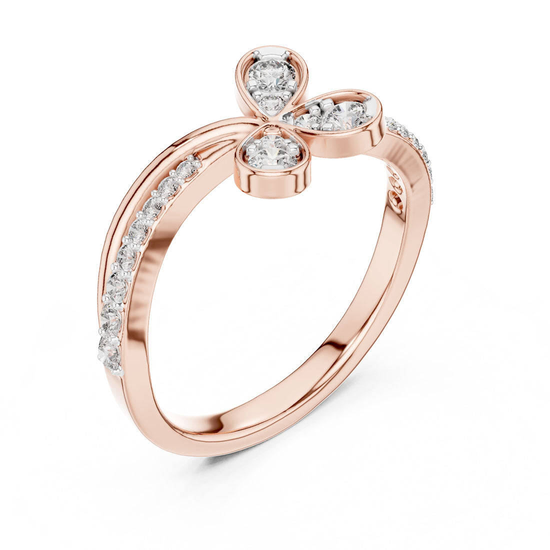 .35 Ct. Diamond three Leaf Motif Open Ring (12#10067@L) 8